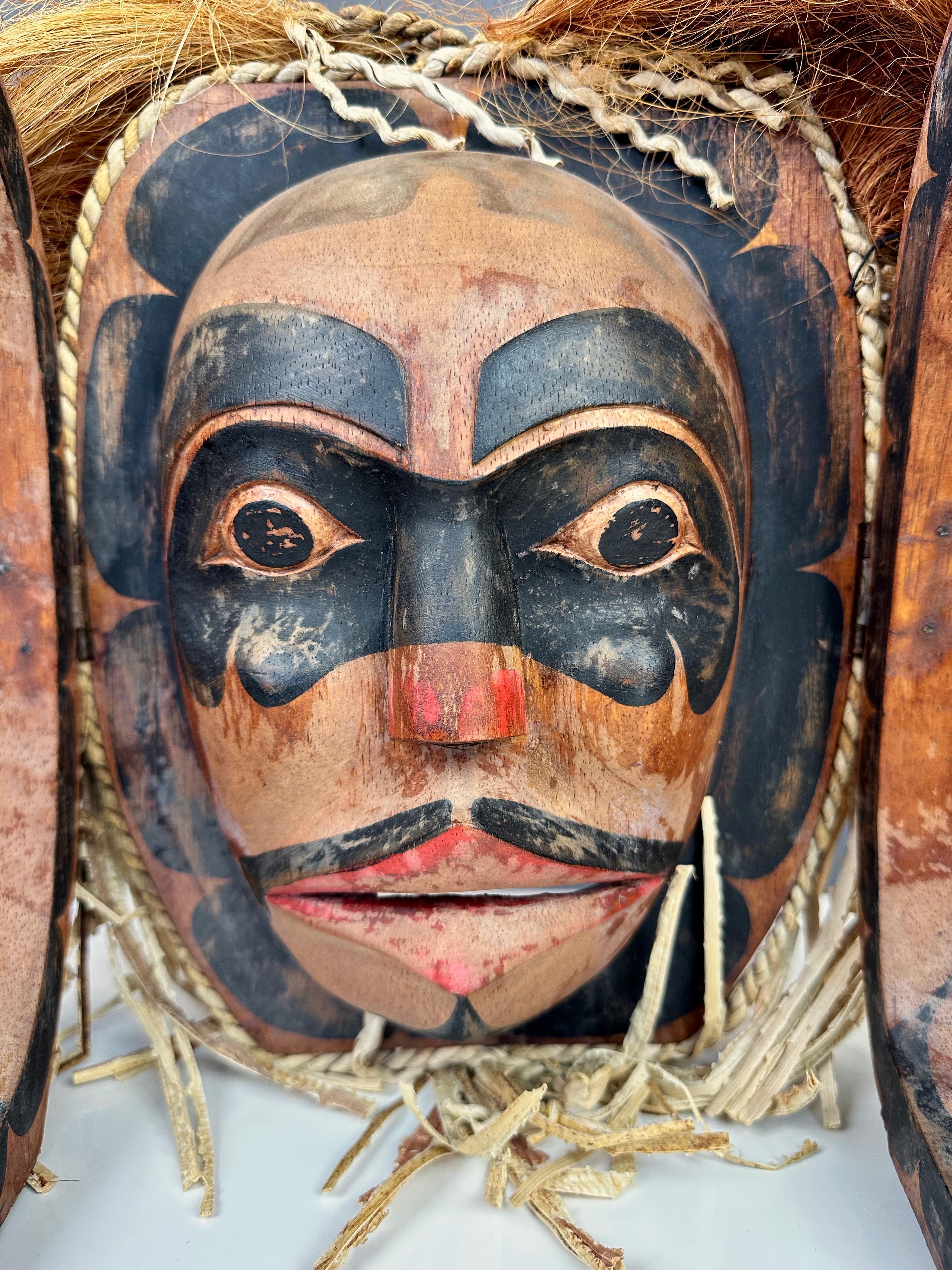 Hand-Carved Pacific Northwest First Nations Kwakuitl Transformation or Opening Mask, 1970s