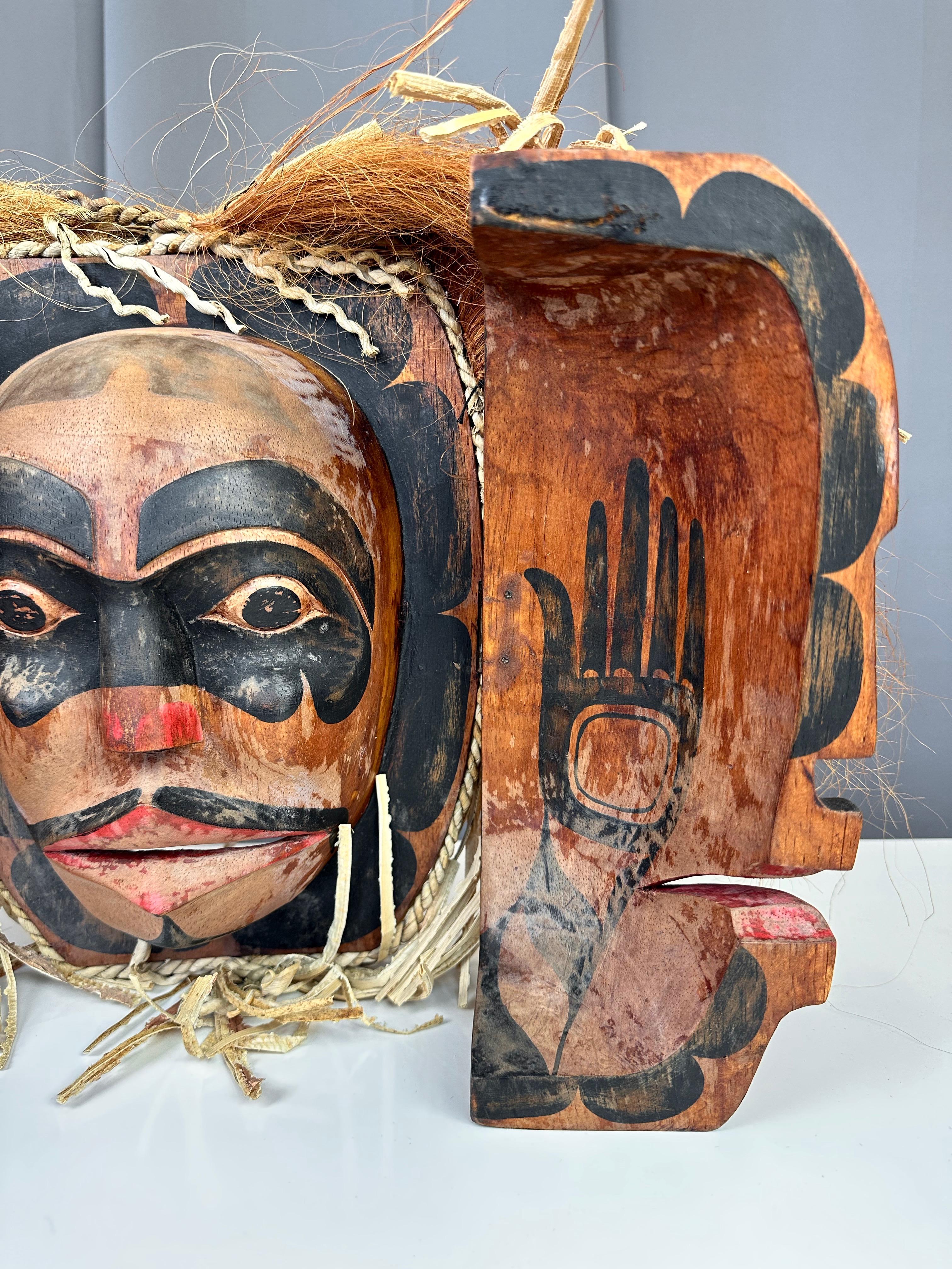 Pacific Northwest First Nations Kwakuitl Transformation or Opening Mask, 1970s In Good Condition In San Francisco, CA