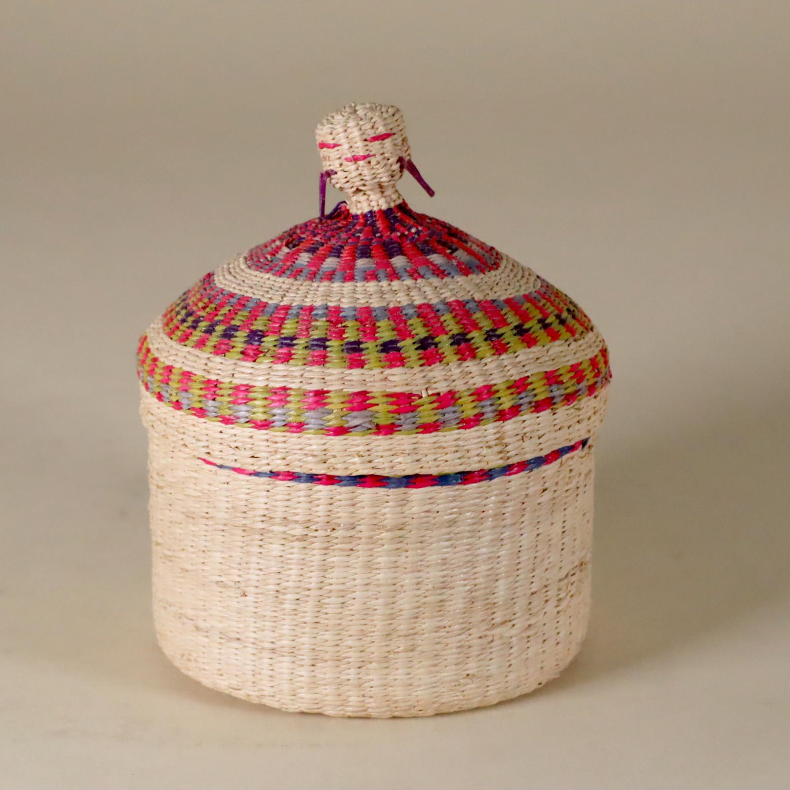 Last chance clearance sale.  Store closing March 31. Finely woven miniature nesting baskets, each with a lid, six in all. The 