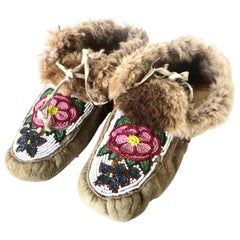 Pacific Northwest Native American Indian Beaded Moccasins Circa 1930