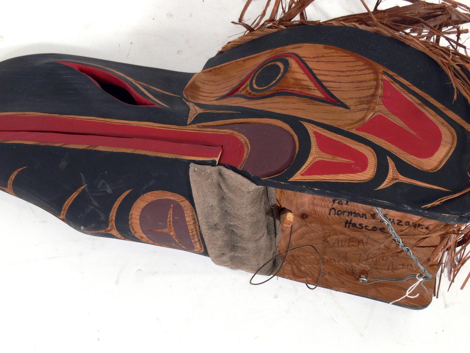 Native American Pacific Northwest Native Raven Sculpture by Emile Thibert For Sale
