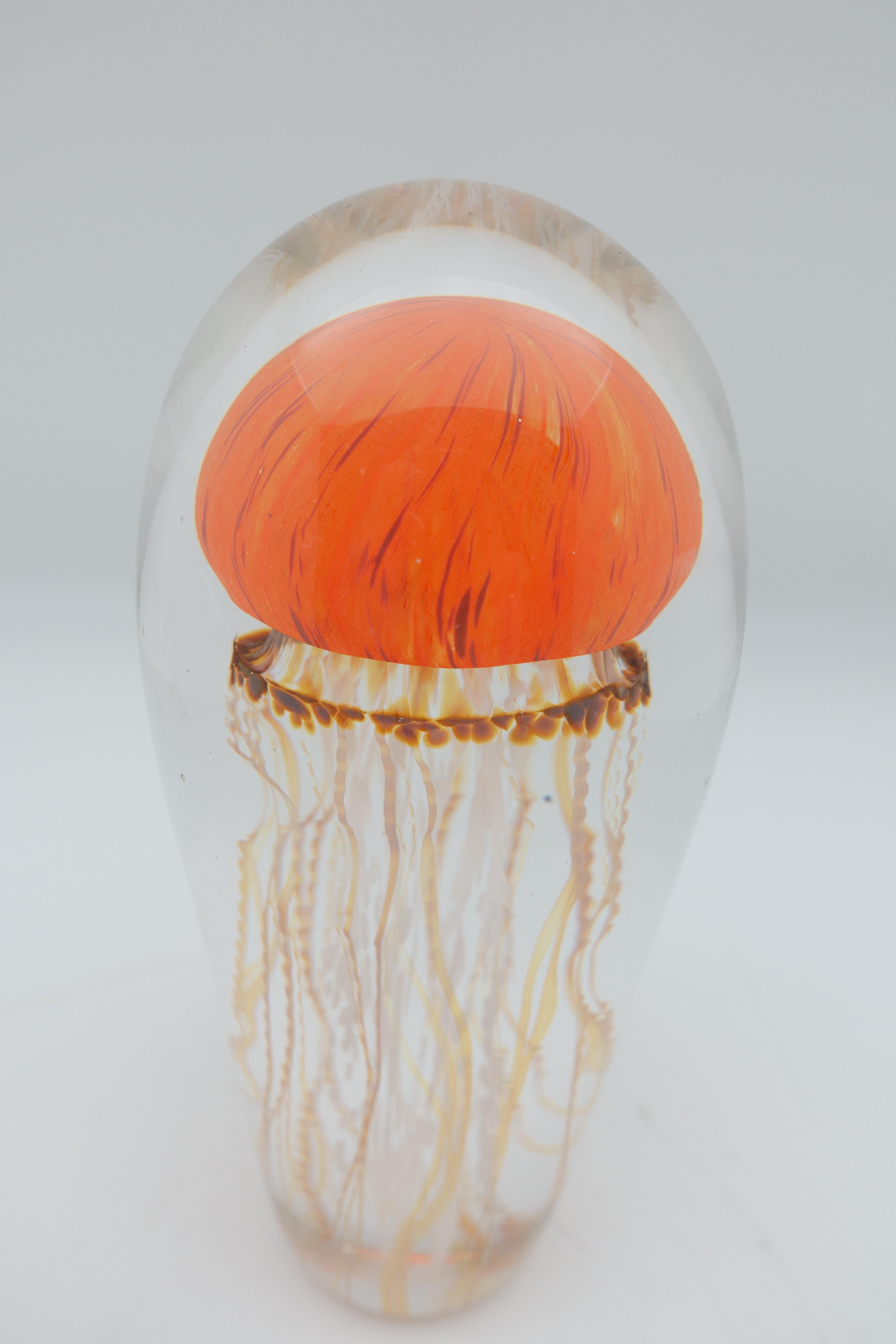 American Pacific Orange Jellyfish Glass Sculpture