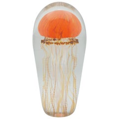 Pacific Orange Jellyfish Glass Sculpture