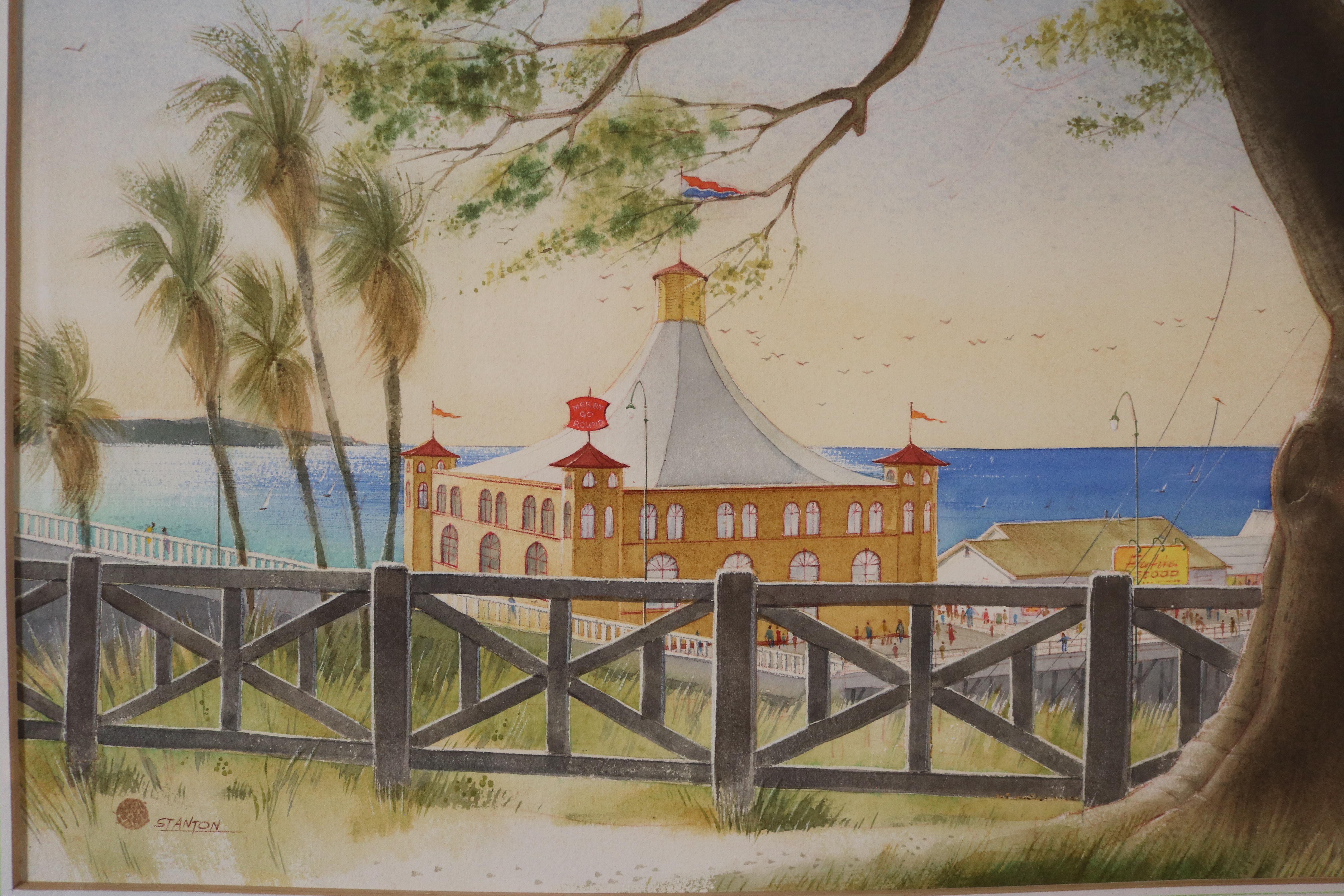 American Pacific Palisades Watercolor signed Stanton For Sale
