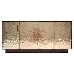 Pacifica Cabinet in Hammered Bronze and Walnut By Newell Design Studio