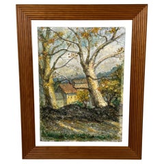 Pacifico Sidoli (1868 - 1963) "Landschaft mit Bauernhäusern und Bäumen".