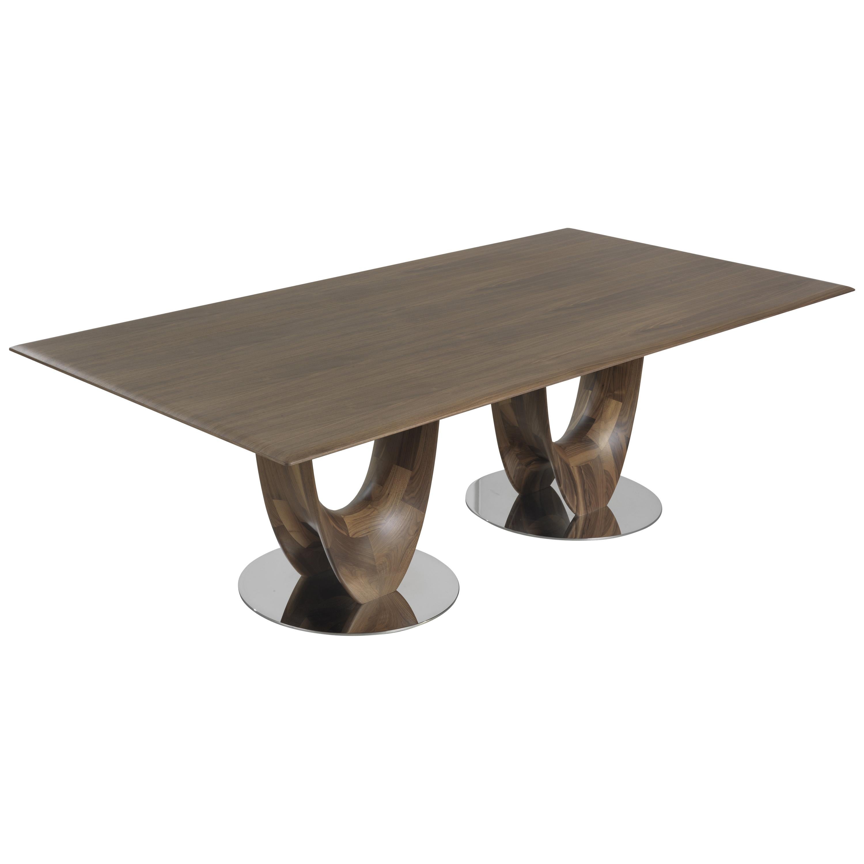 Pacini & Cappellini Axis Rectangular Dining Table in Walnut Wood by Stefan Bigi For Sale