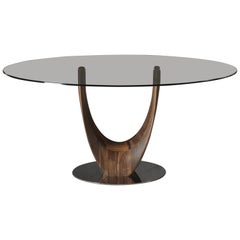 Pacini & Cappellini Axis Round Dining Table in Glass and Lacquer by Stefano Bigi