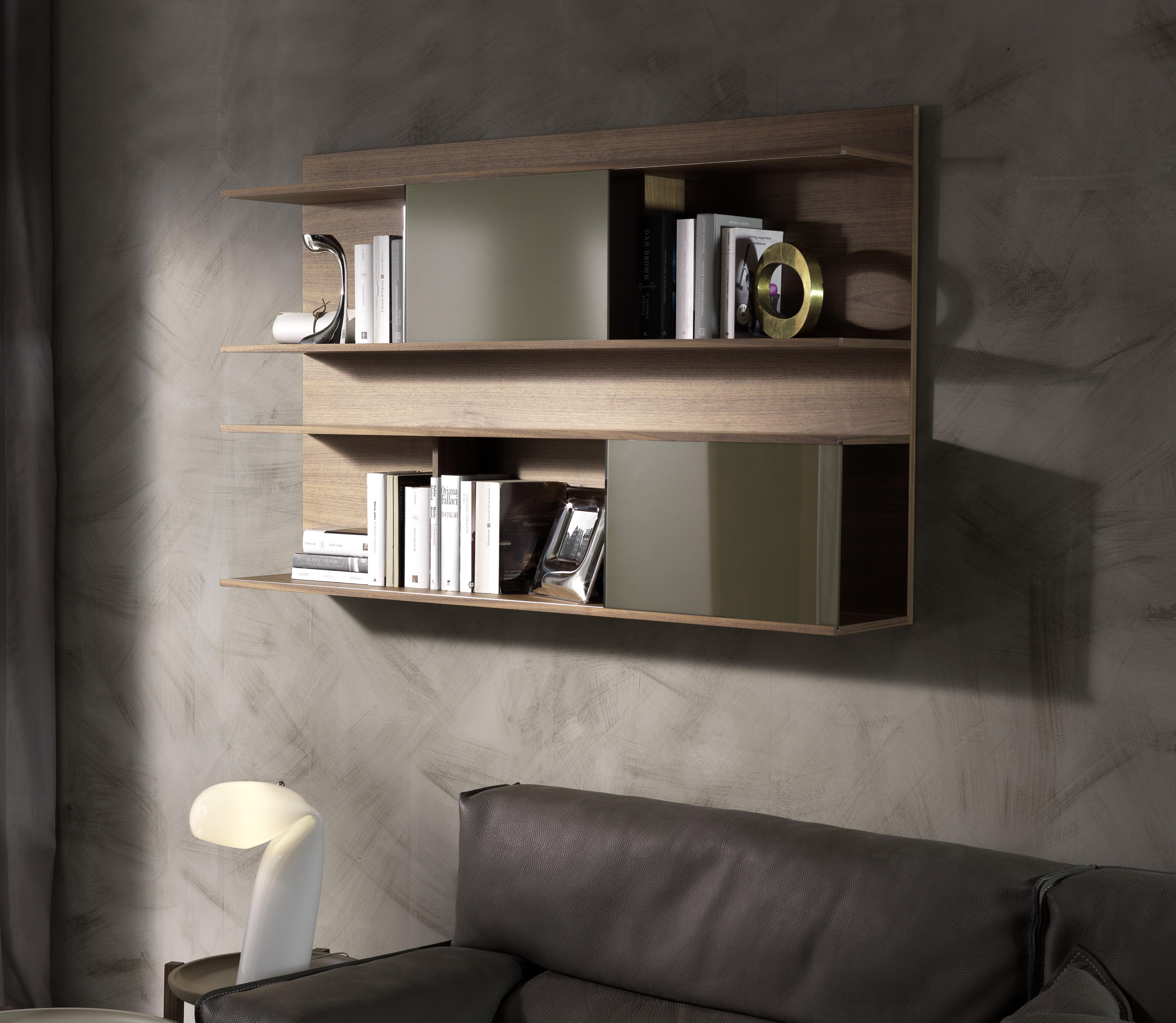 Contemporary Pacini & Cappellini Berchet Bookcase in Glass & Veneered Wood by Cristina Palear For Sale