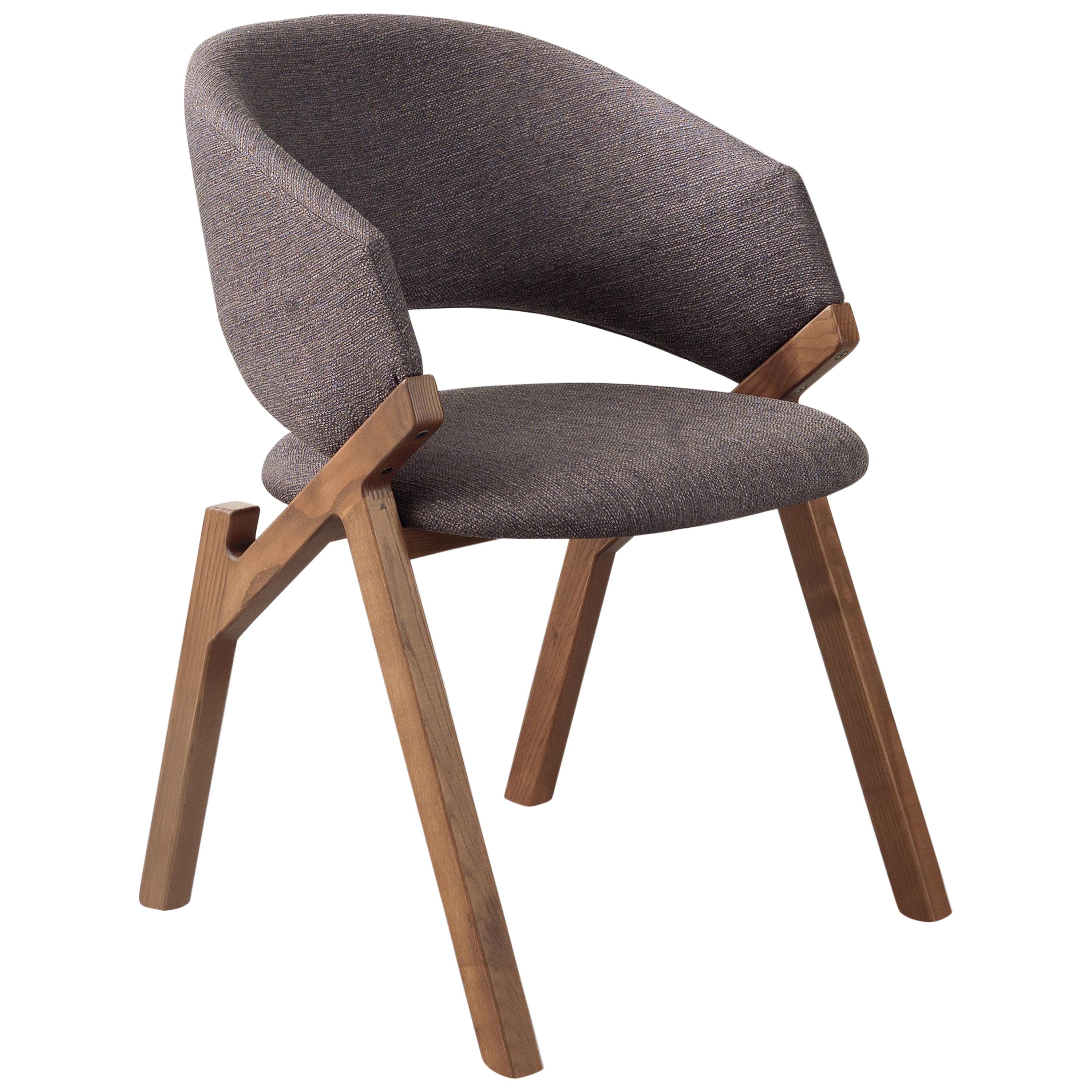 Pacini & Cappellini Byron Chair in Brown with Ash Legs by Riccardo Giovanetti For Sale