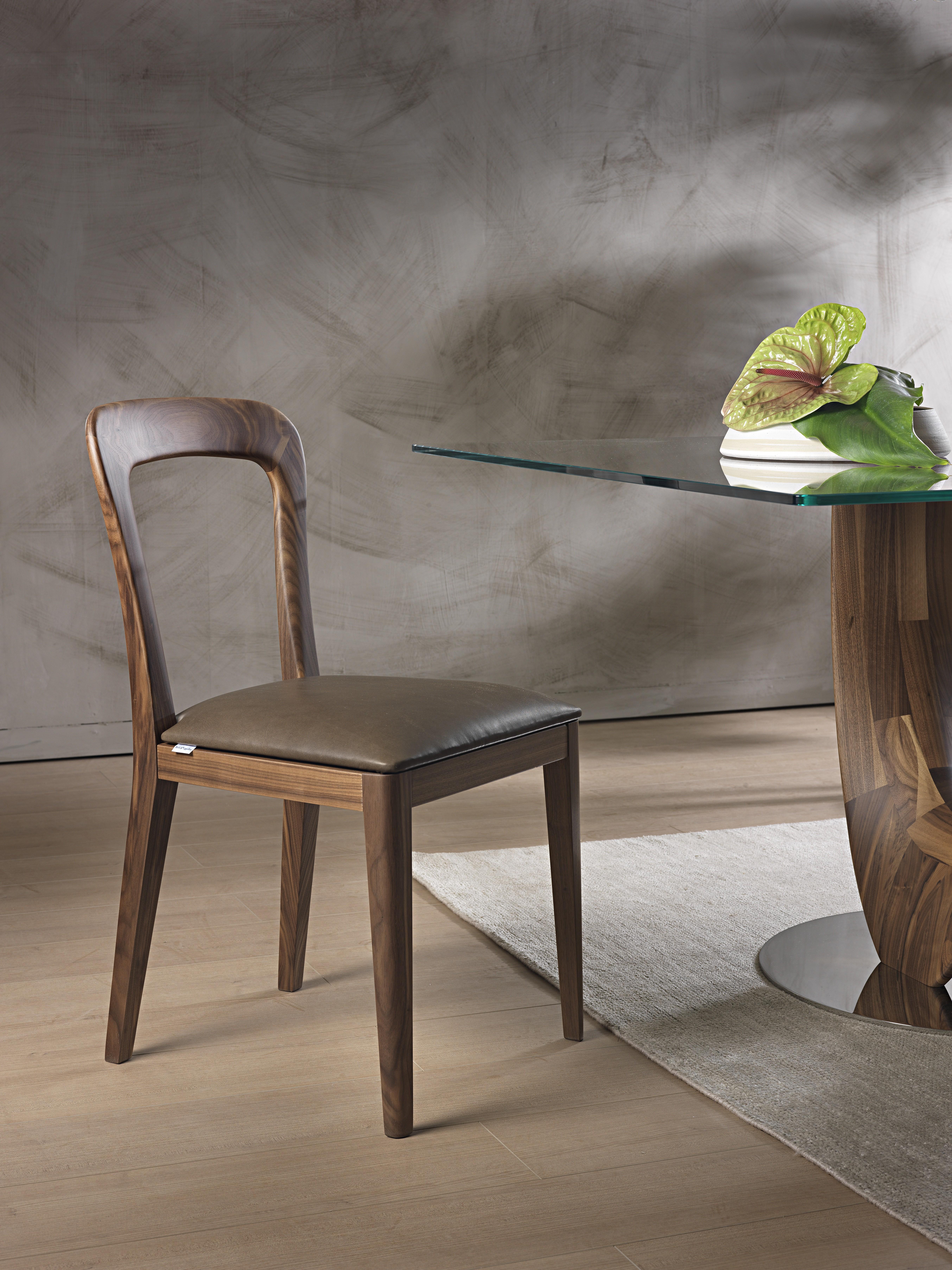 Modern Pacini & Cappellini Gaya Chair with Structure in Solid Canaletto Walnut For Sale