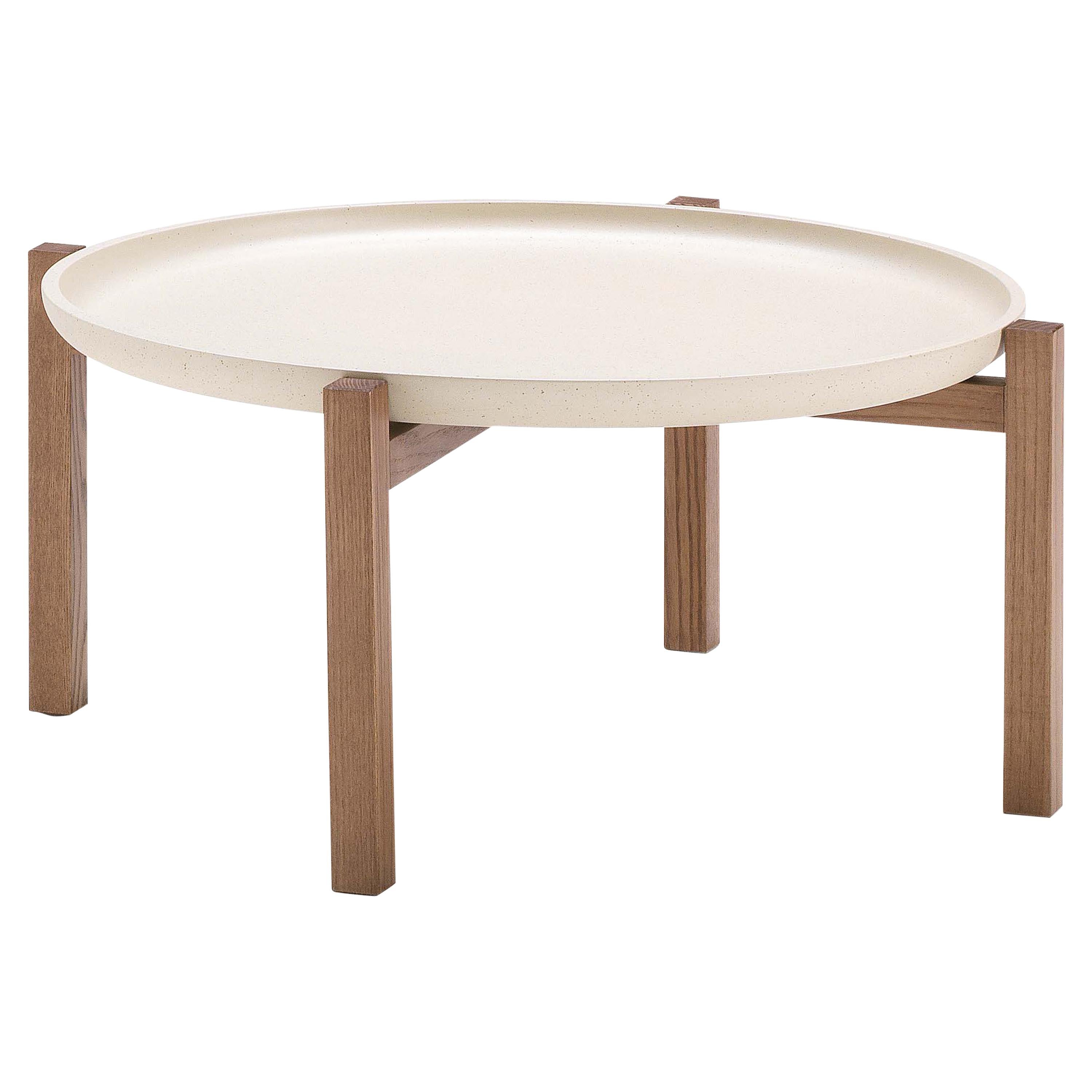 Pacini & Cappellini Gong Large Coffee Table in Light Ash Wood and Tray Top For Sale