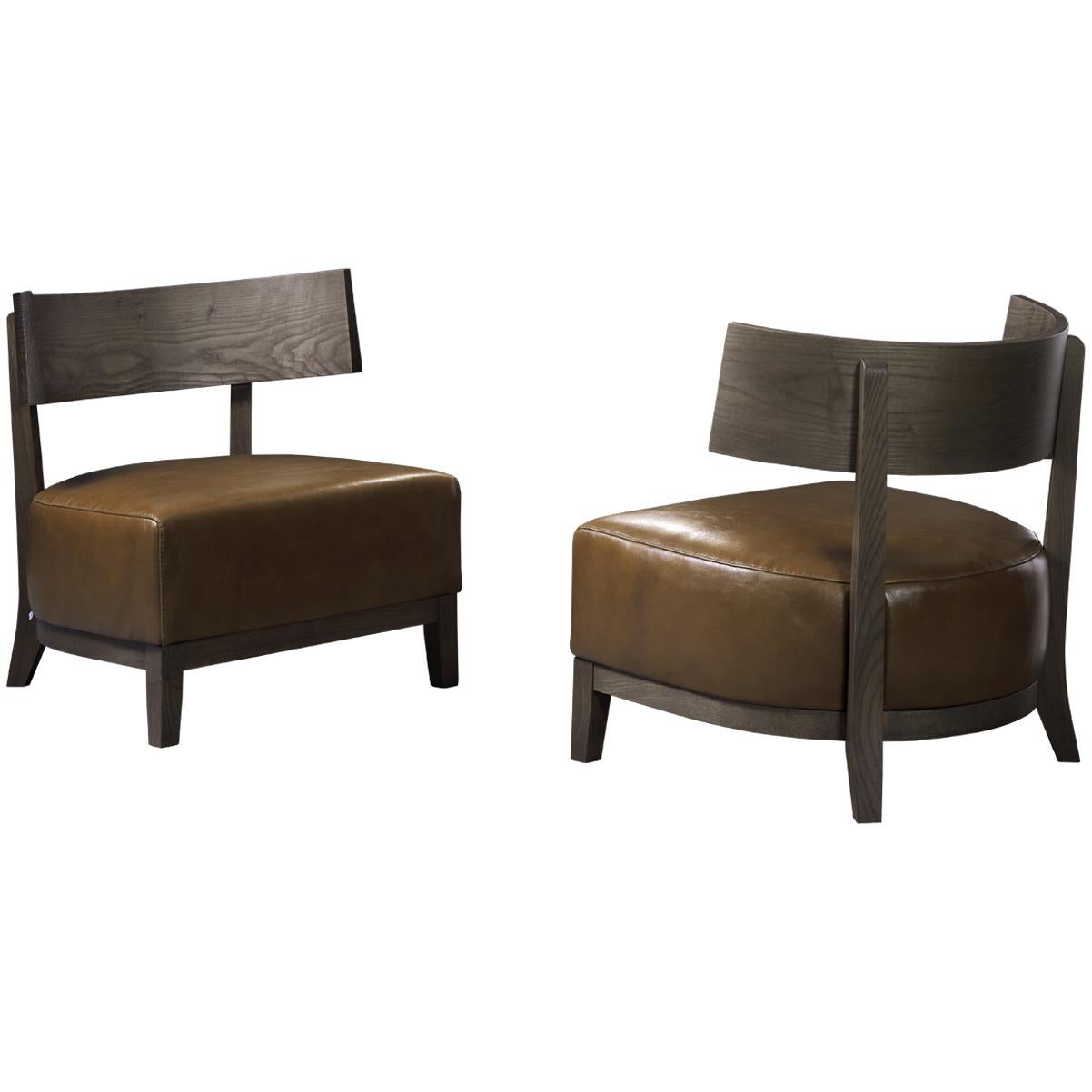 Pacini & Cappellini Kandy Armchair in Ashwood and Leather For Sale
