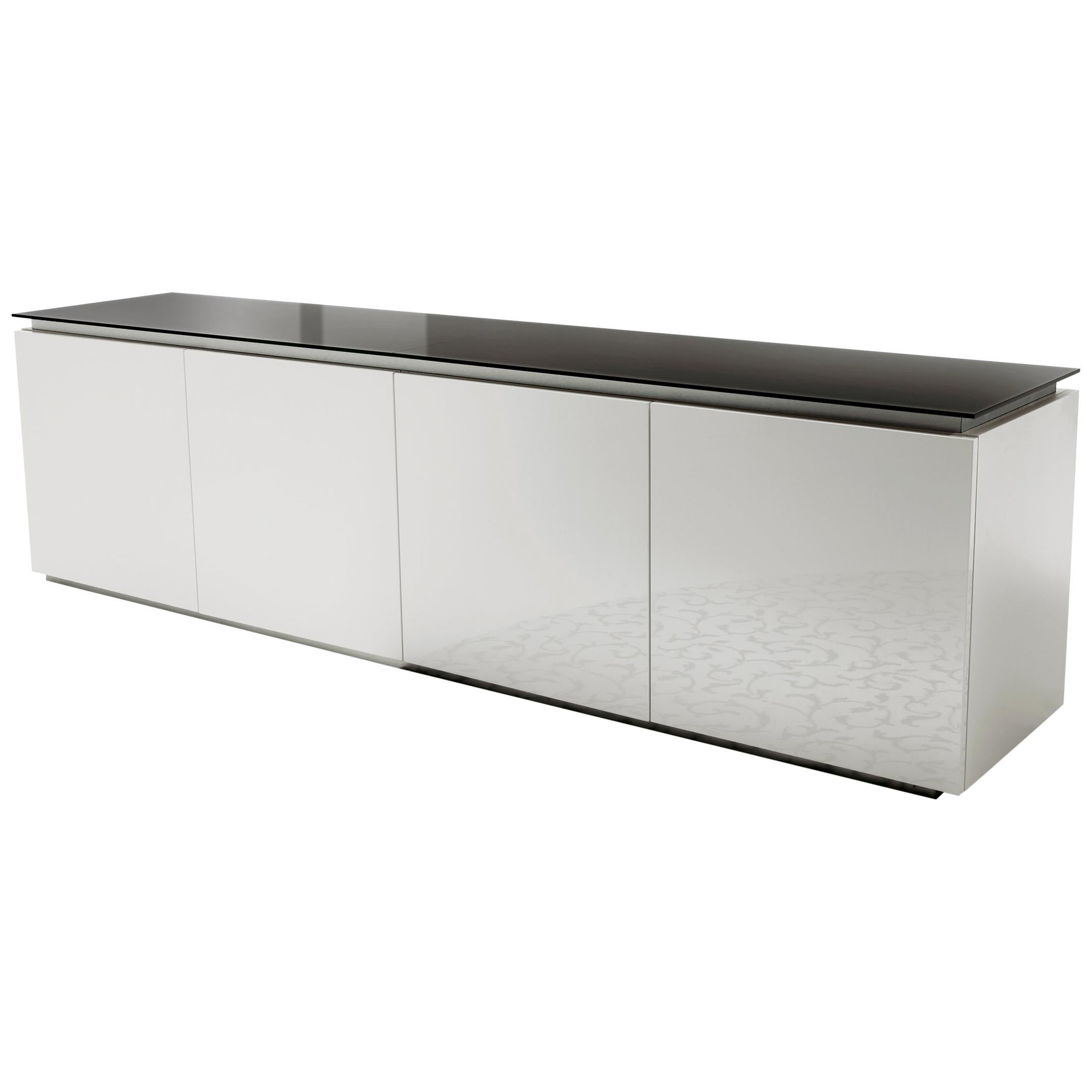 Pacini & Cappellini Maddy Cupboard in White Lacquered Wood with Black Top For Sale