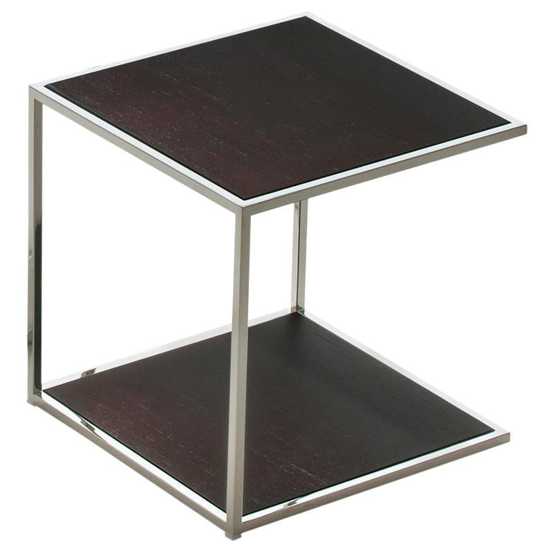 Pacini & Cappellini One Serving Table in Dark Brown Lacquered Glass For Sale