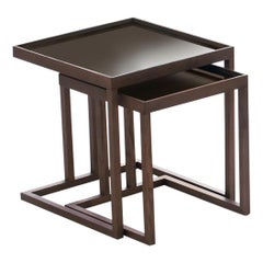 Pacini & Cappellini Pair of Ambo Coffee Tables in Lacquered Mocha Ash