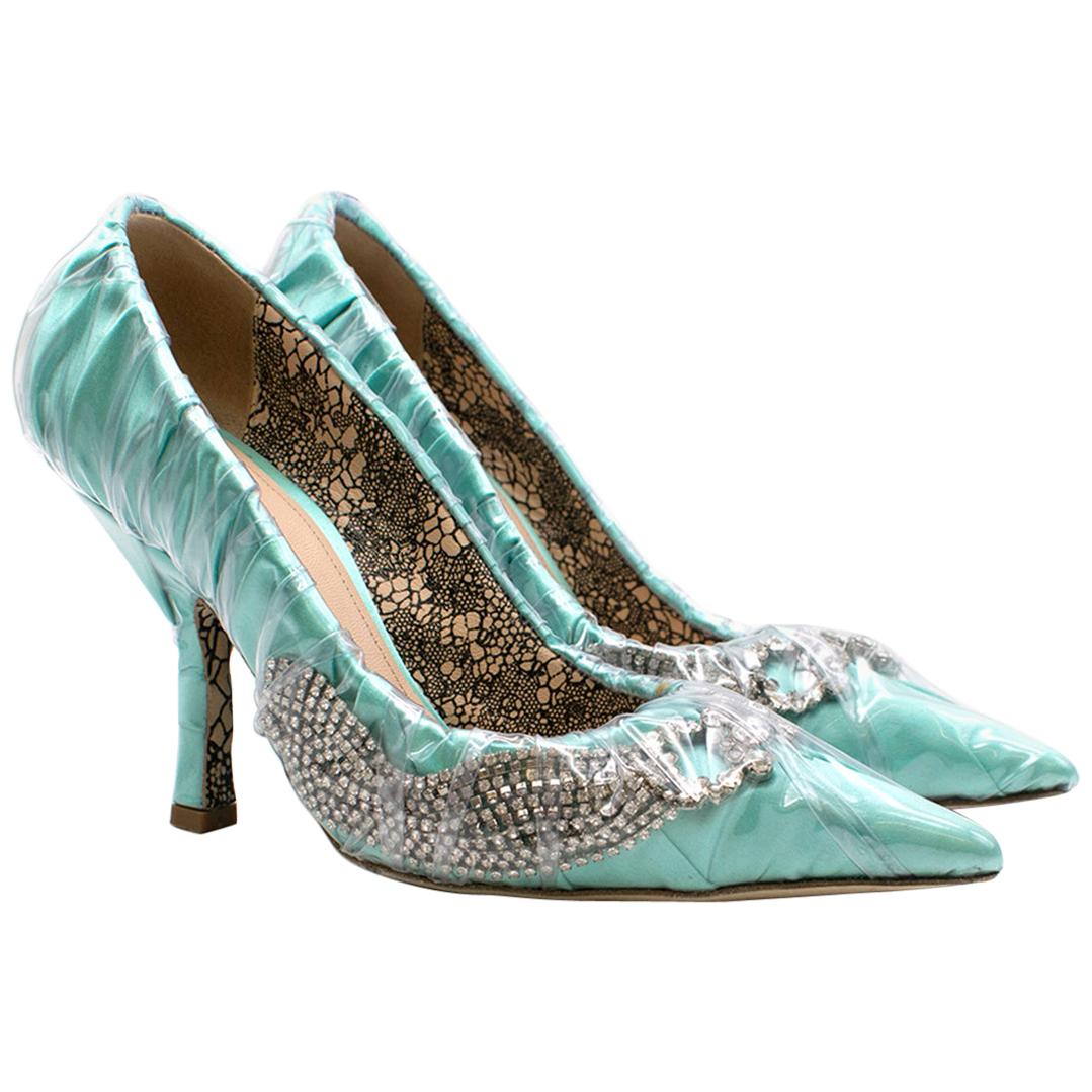 Paciotti By Midnight Crystal-embellished ruched satin pumps - Size EU 35.5