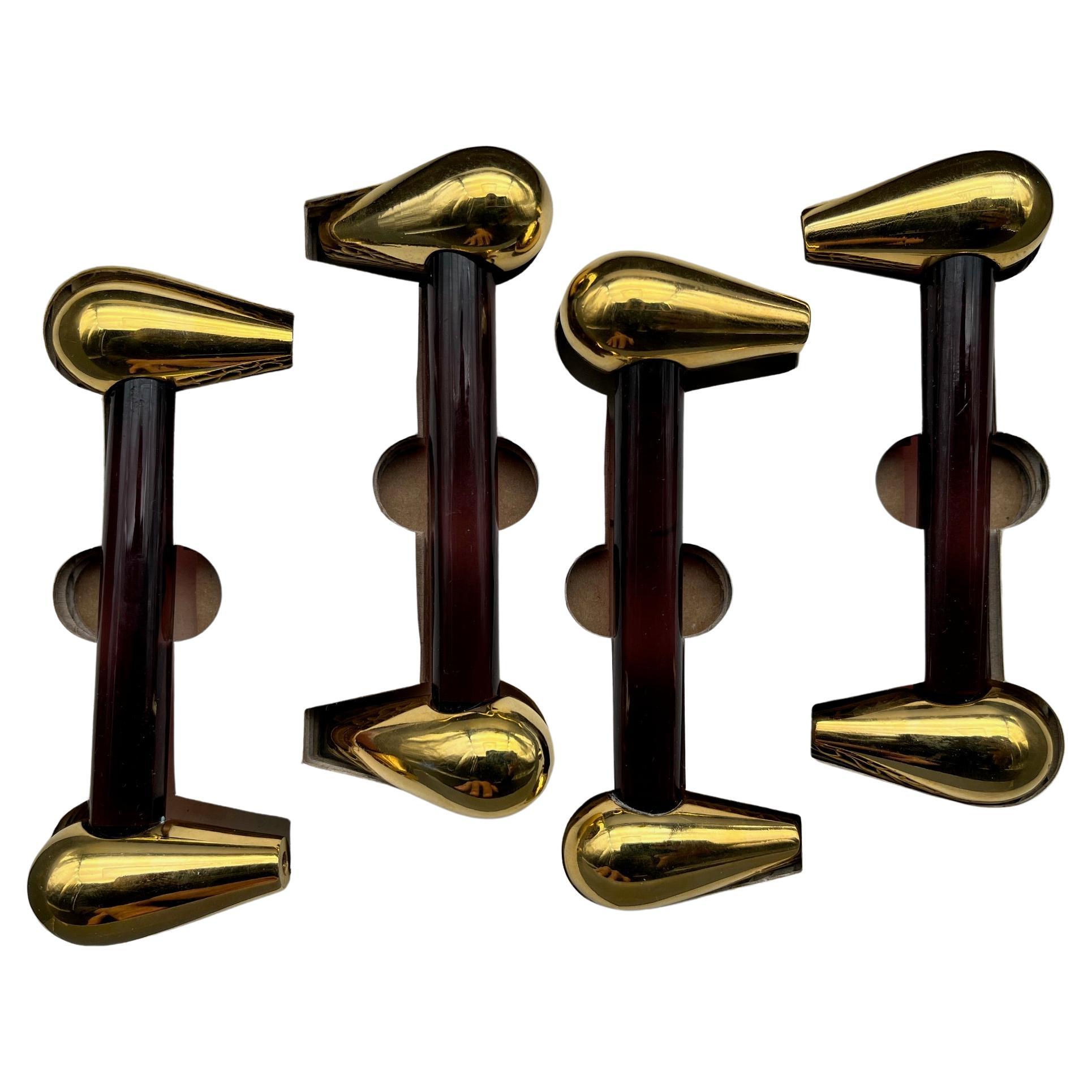 Pack of 4 1960s Murano glass handles for cabinets, chests of drawers and kitchen For Sale