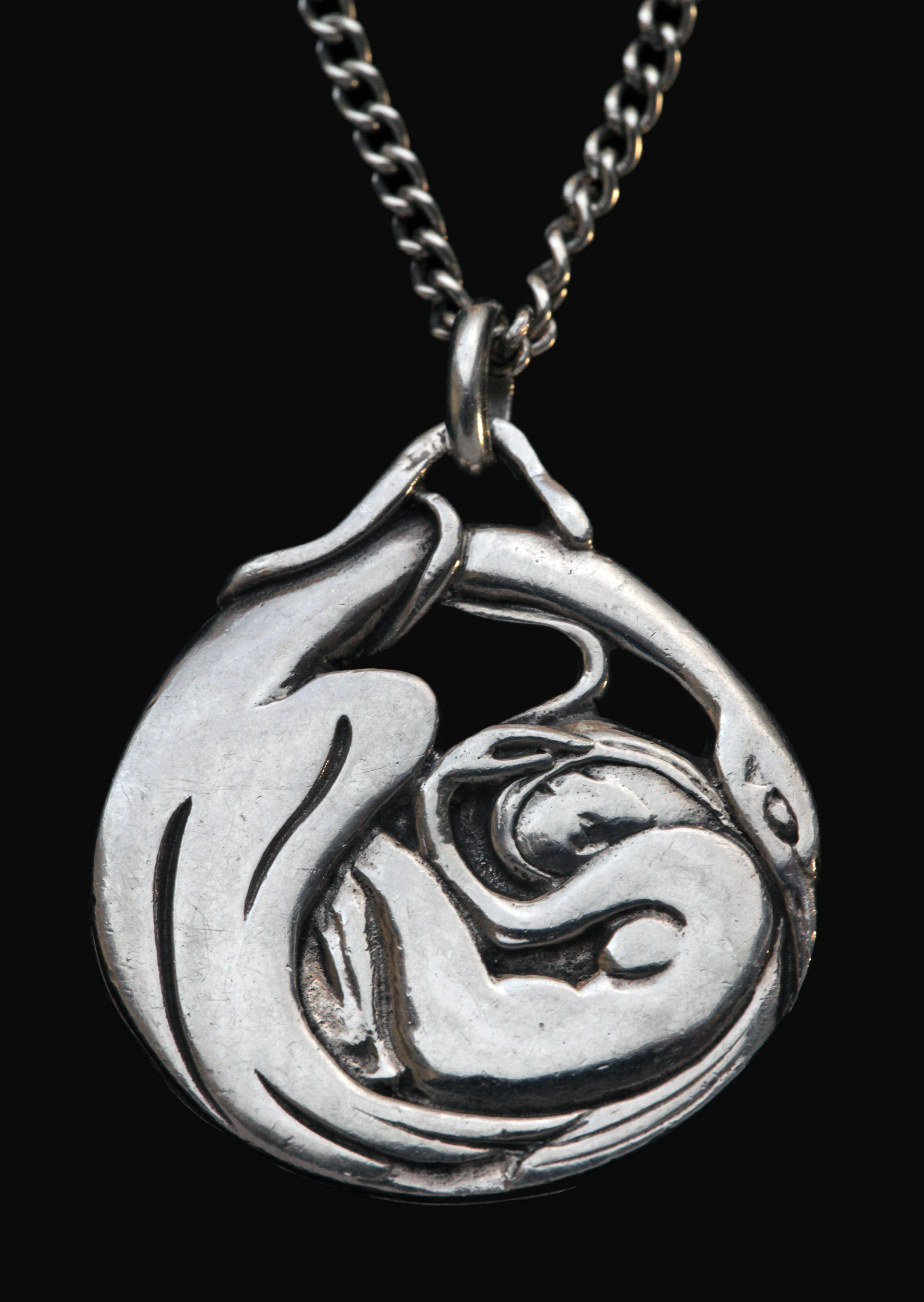 Women's or Men's Paco Durrio 'Leda and the Swan' Reversible Symbolist Pendant