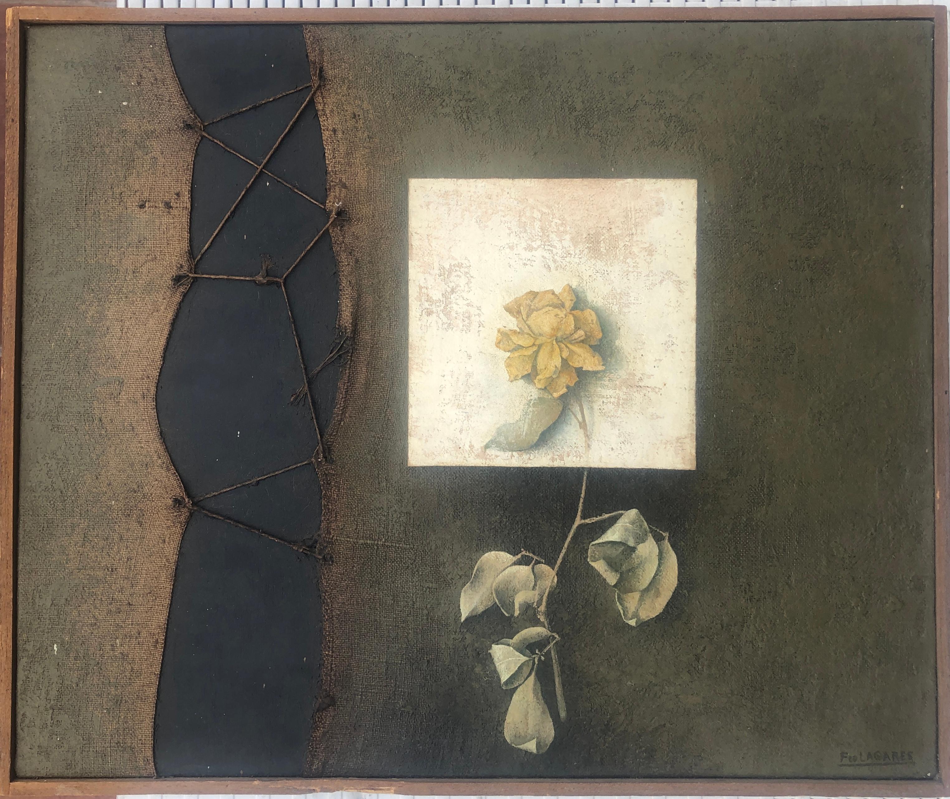 Seile Öl und Assemblage auf Karton Zeitgenössische Kunst – Painting von Paco Lagares