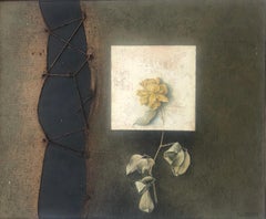 Ropes Oil and assemblage on board contemporary art