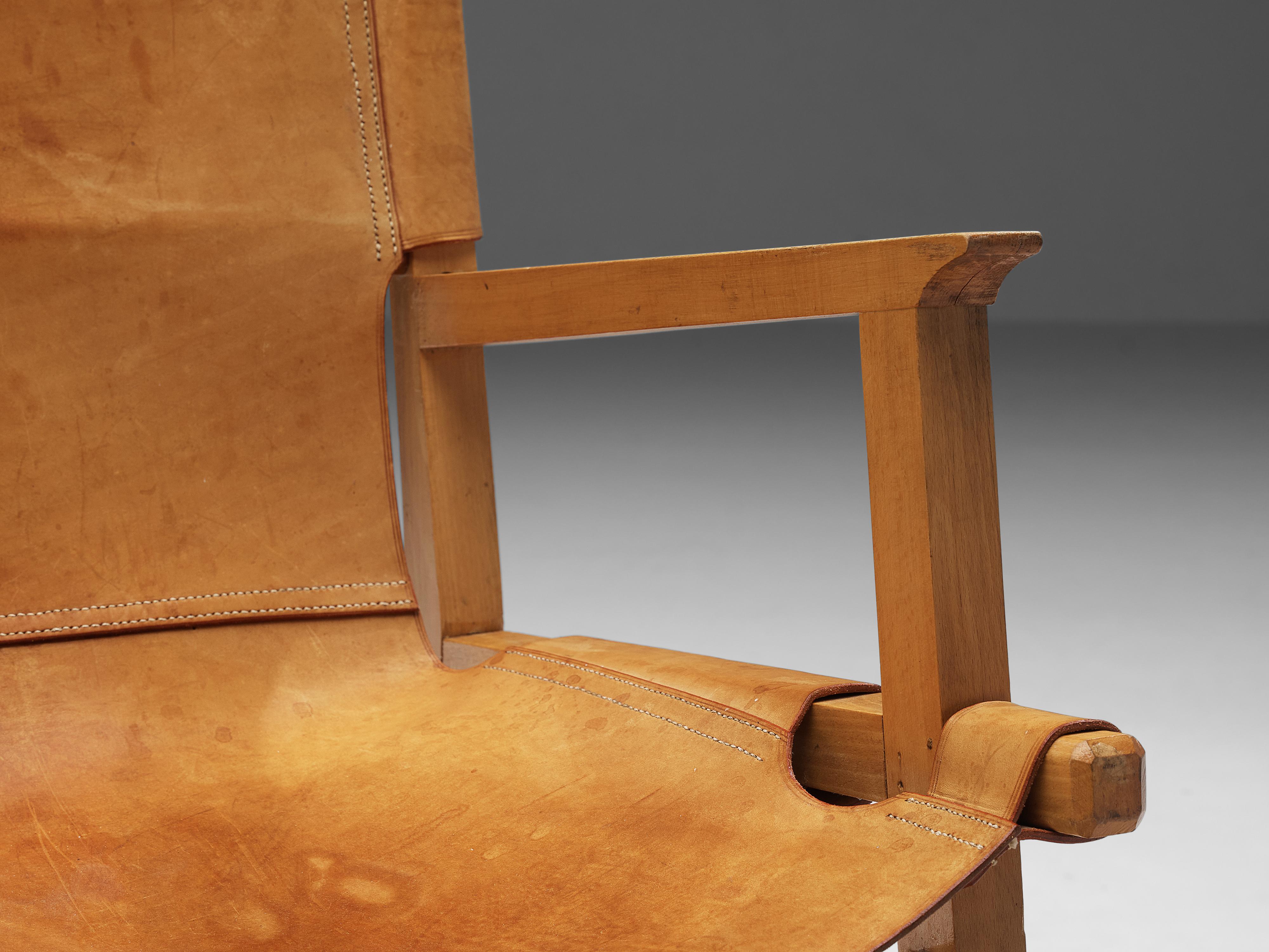 Spanish Paco Muñoz Pair of Riaza Armchairs in Leather For Sale