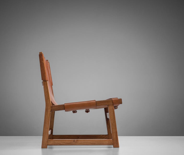 Spanish Paco Muñoz 'Riaza' Hunting Chair in Walnut and Leather