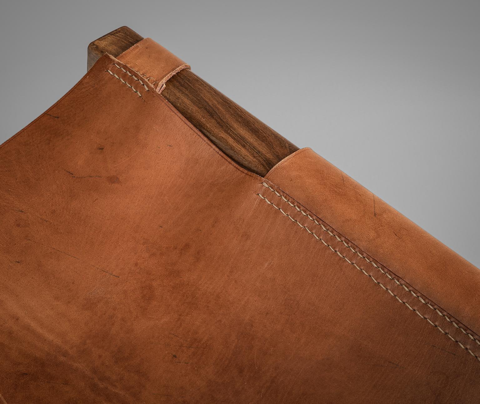 Mid-Century Modern Paco Muñoz 'Riaza' Hunting Chair in Walnut and Leather