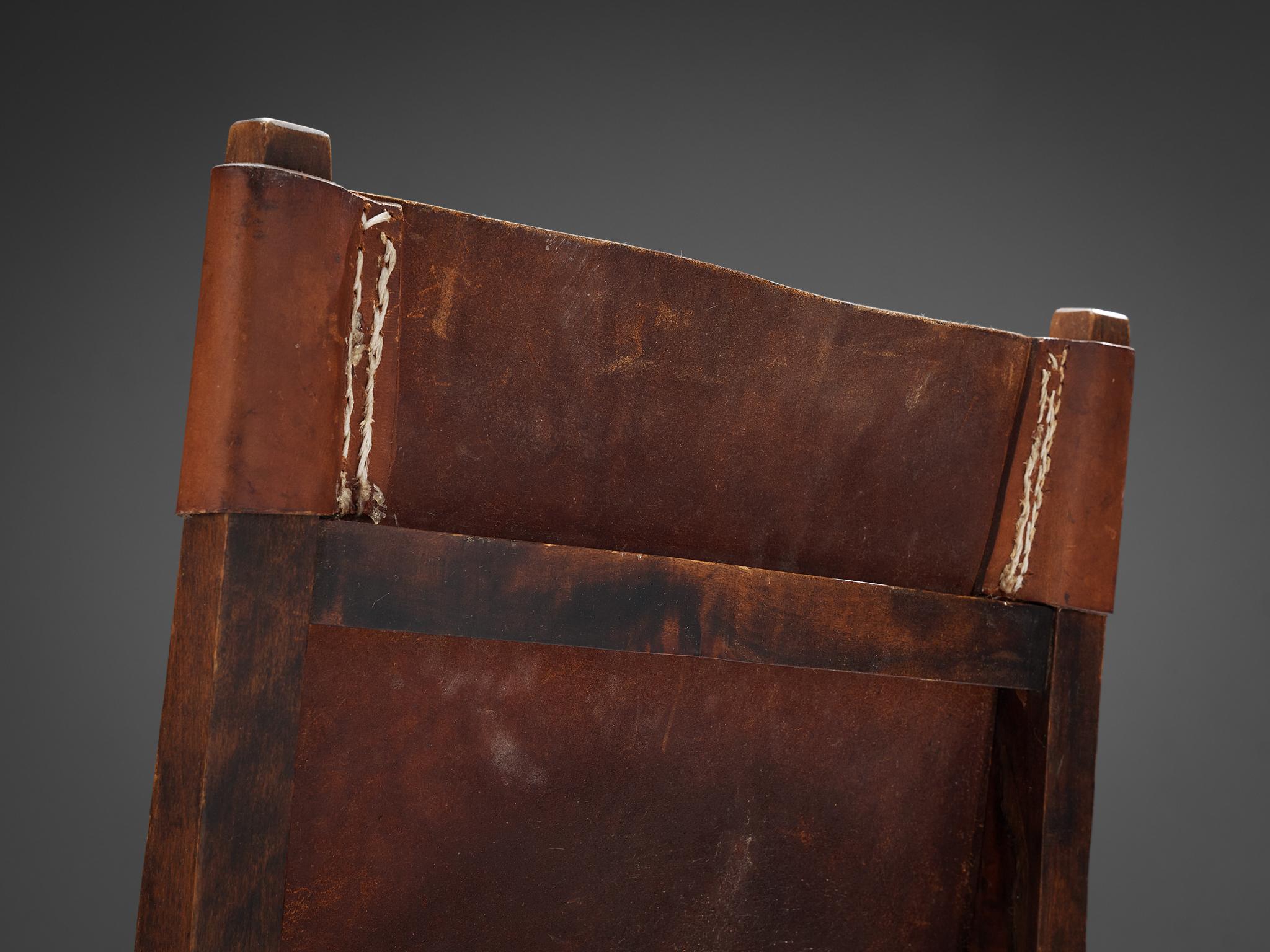 Paco Muñoz 'Riaza' Hunting Children's Chairs in Patinated Leather For Sale 3