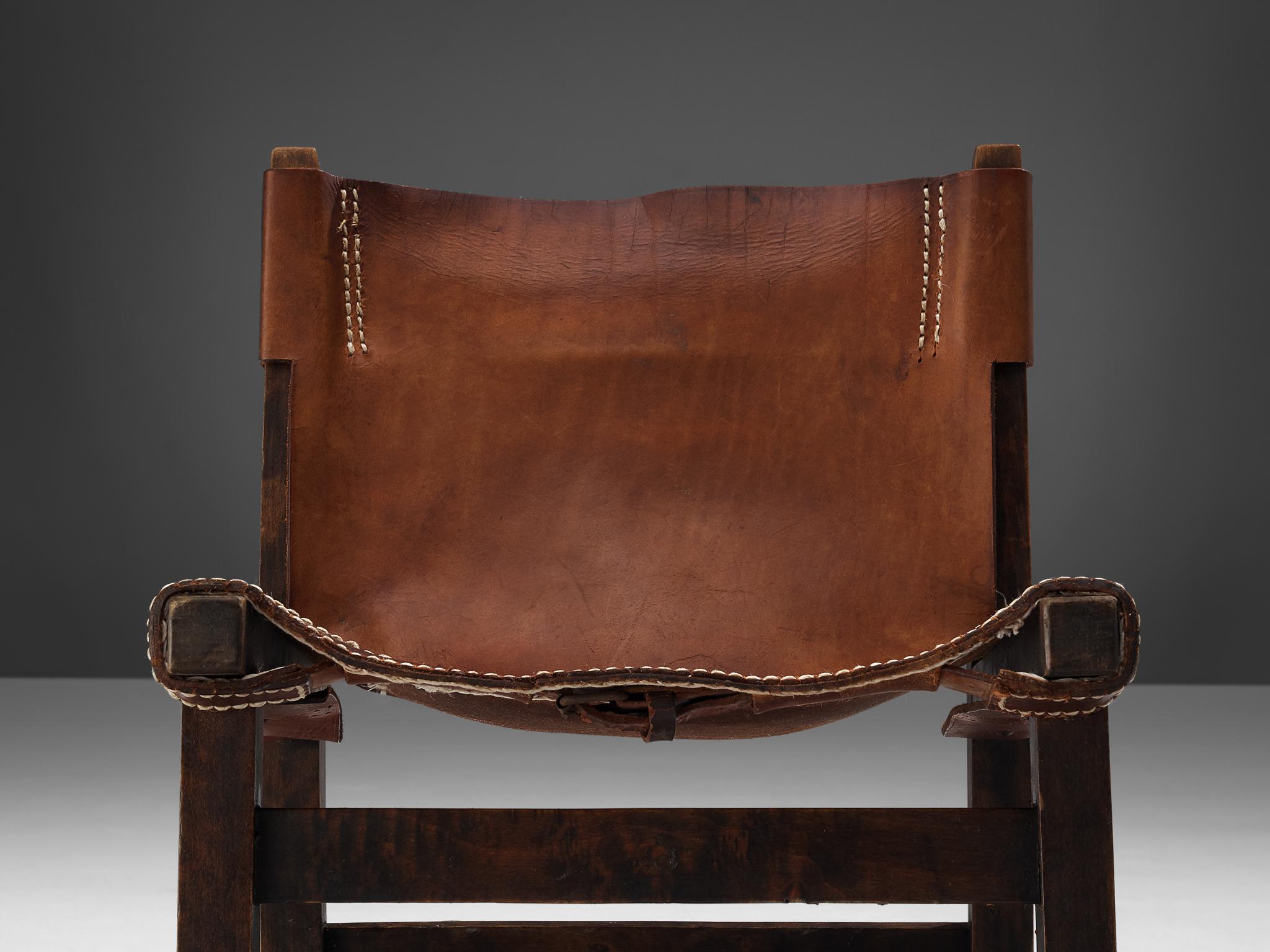 Mid-20th Century Paco Muñoz 'Riaza' Hunting Children's Chairs in Patinated Leather For Sale