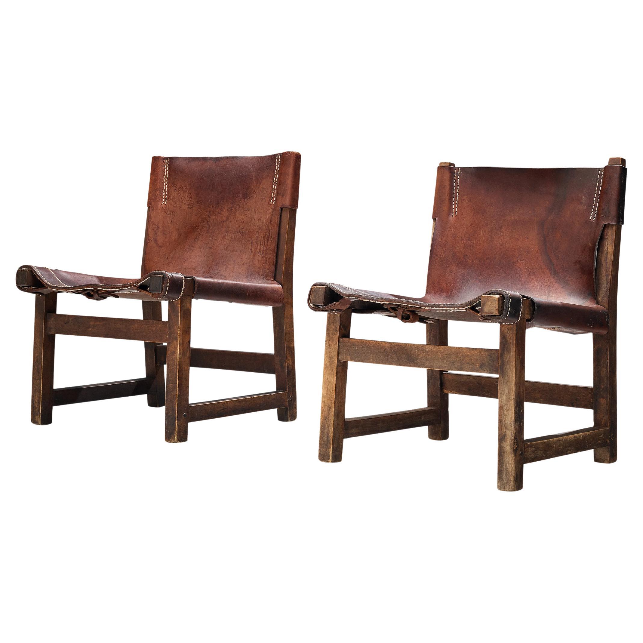 Paco Muñoz 'Riaza' Hunting Children's Chairs in Patinated Leather
