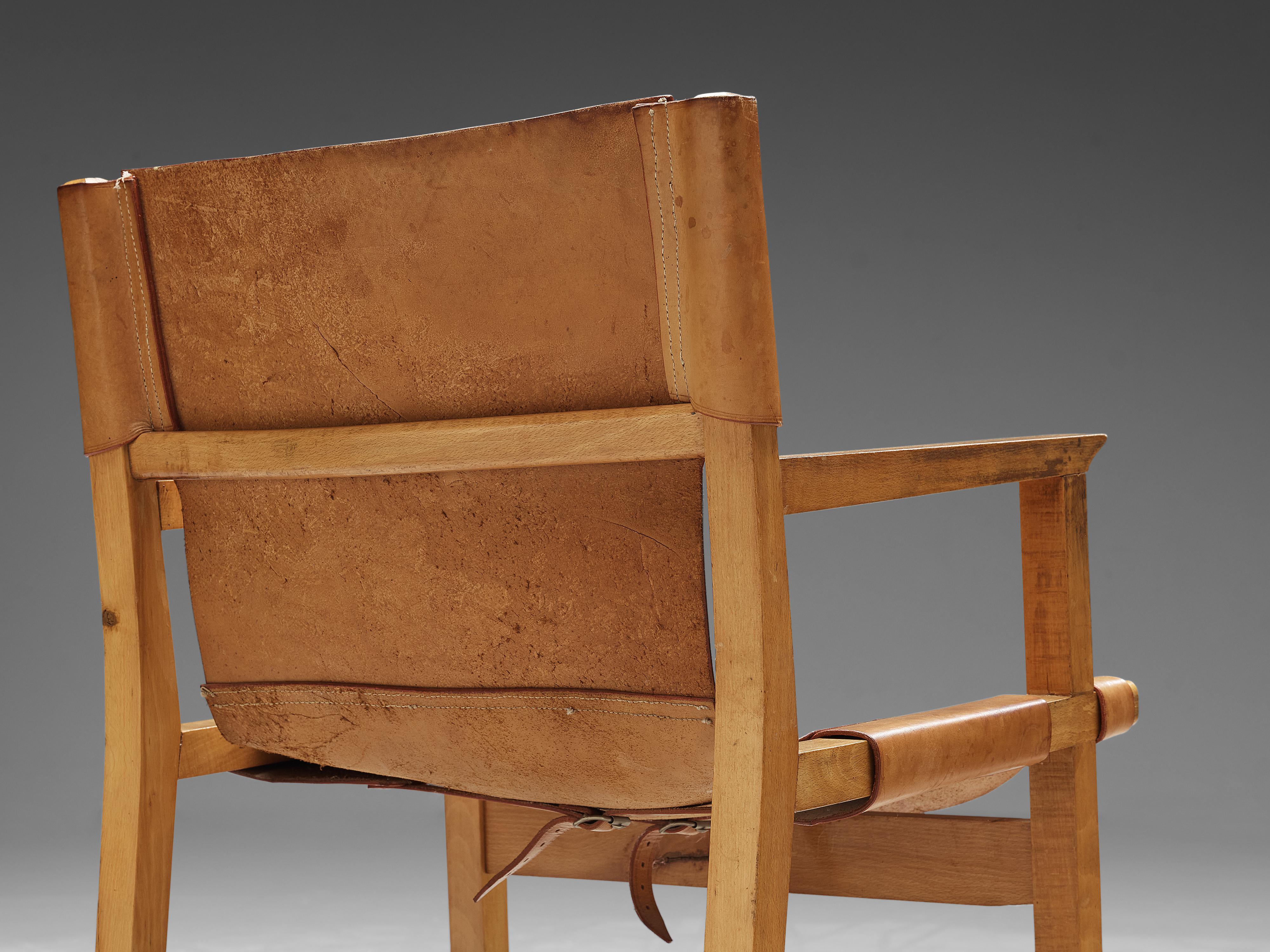Mid-Century Modern Paco Muñoz Ensemble de quatre fauteuils Riaza en cuir en vente