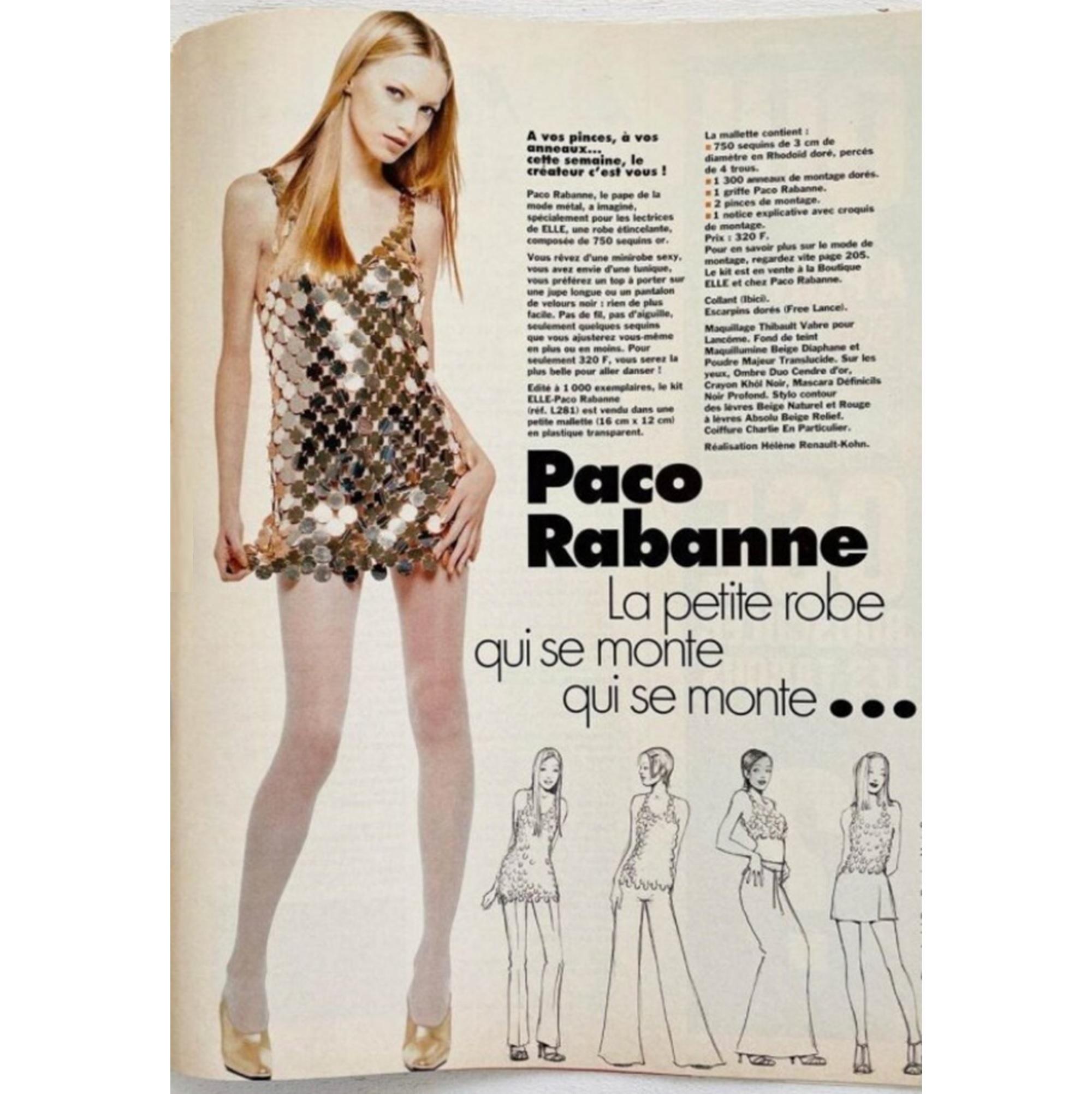 Paco Rabanne 1994 DIY Mini robe à sequins dorés FR38 en vente 3