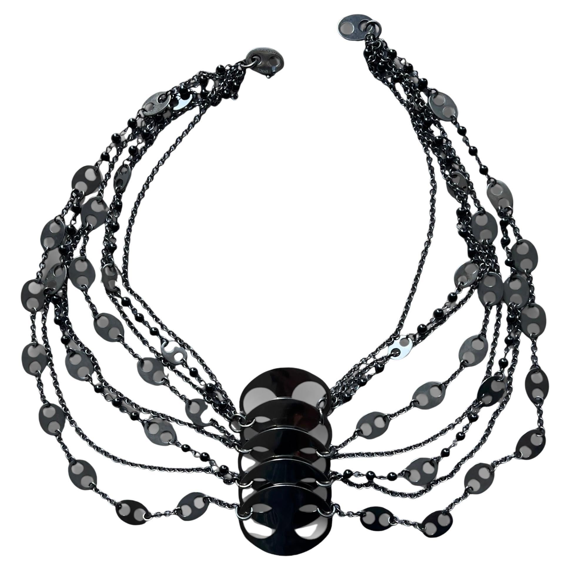 Paco Rabanne 2010s Collana a più fili con perline nere in vendita