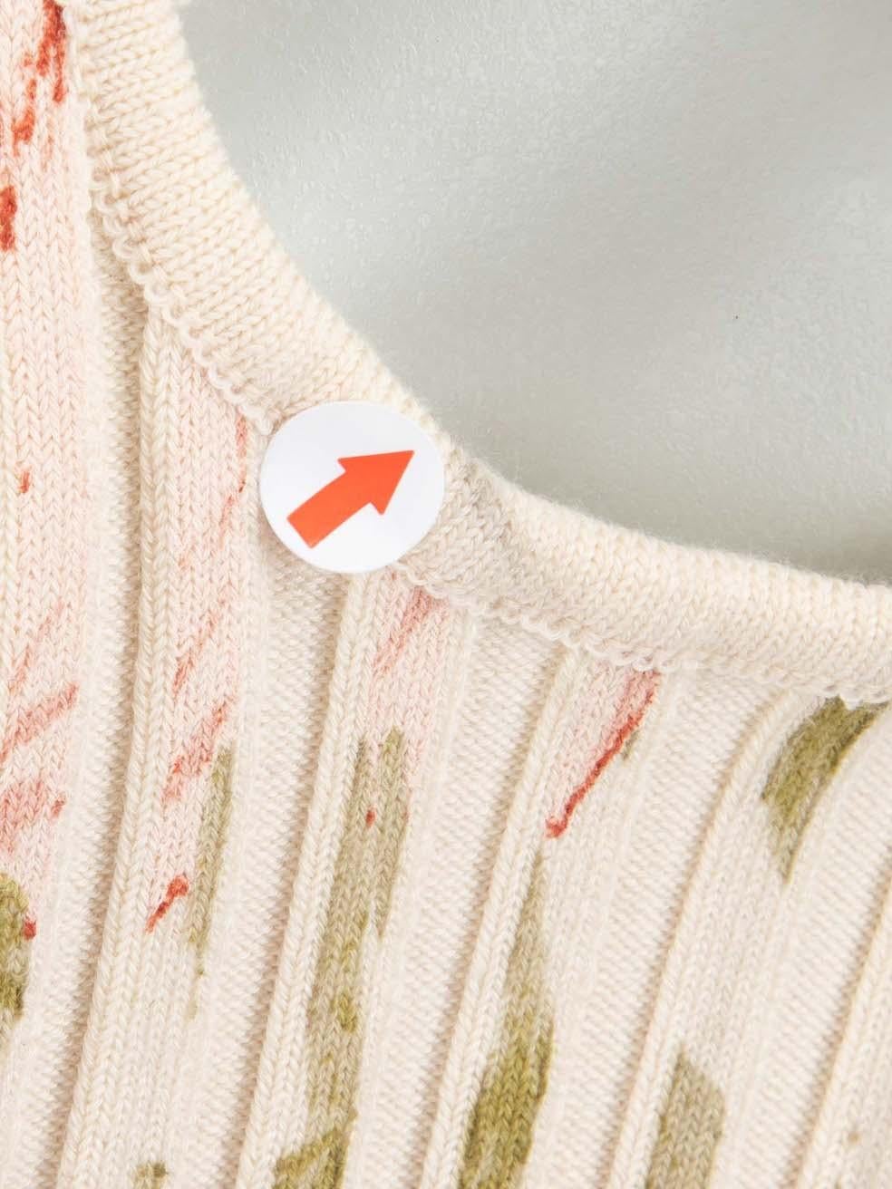 Women's Paco Rabanne 2019 Beige Floral Knit Midi Dress Size L For Sale