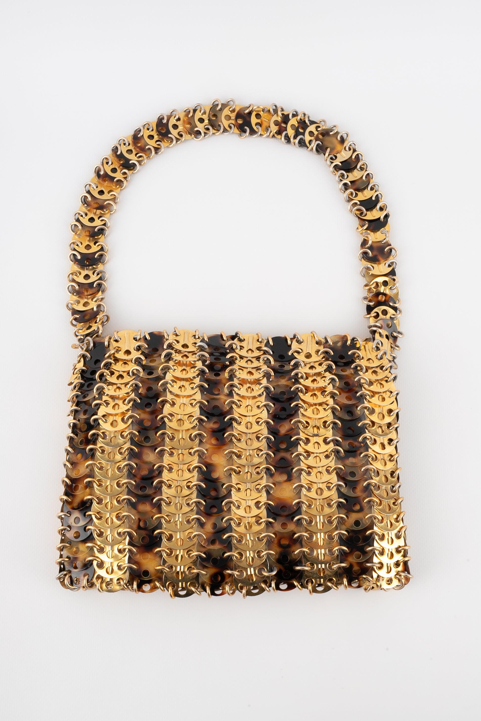 Paco Rabanne Bag with Golden Metal Pastilles, 1969 In Excellent Condition In SAINT-OUEN-SUR-SEINE, FR