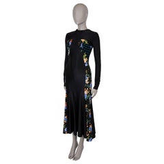 Robe longue PACO RABANNE noire 2024 FLORAL PANELED JERSEY MAXI 36 XS