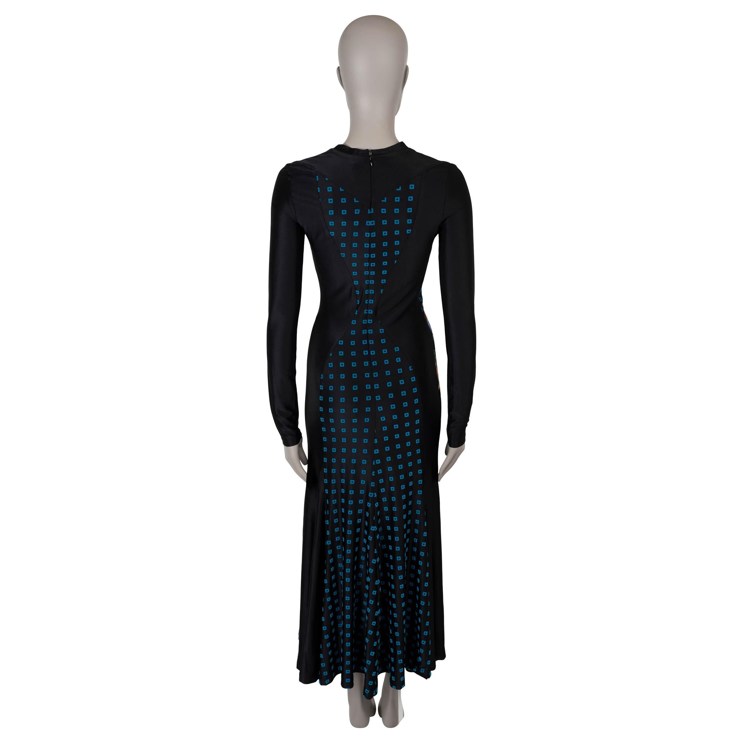 PACO RABANNE negro 2024 FLORAL PANELADO JERSEY MAXI Vestido 36 XS Negro en venta