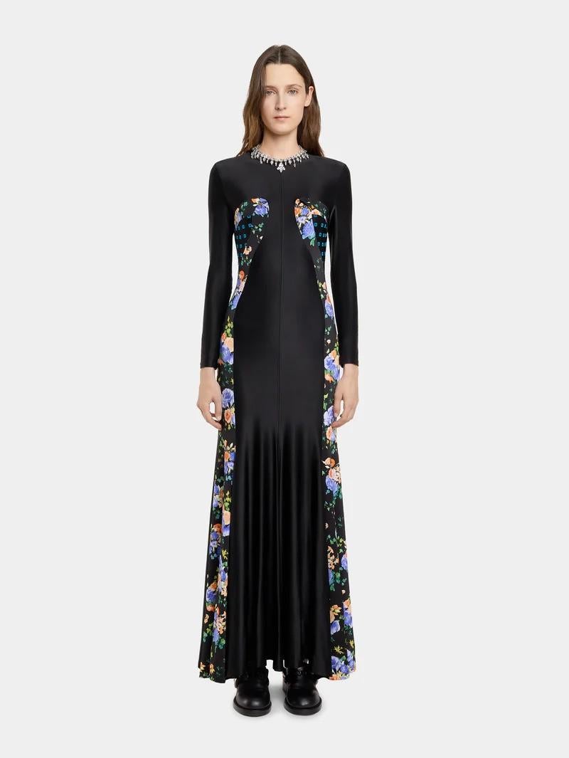 PACO RABANNE negro 2024 FLORAL PANELADO JERSEY MAXI Vestido 36 XS en venta 1