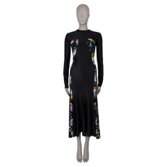 PACO RABANNE black 2024 FLORAL PANELED JERSEY MAXI Dress 36 XS
