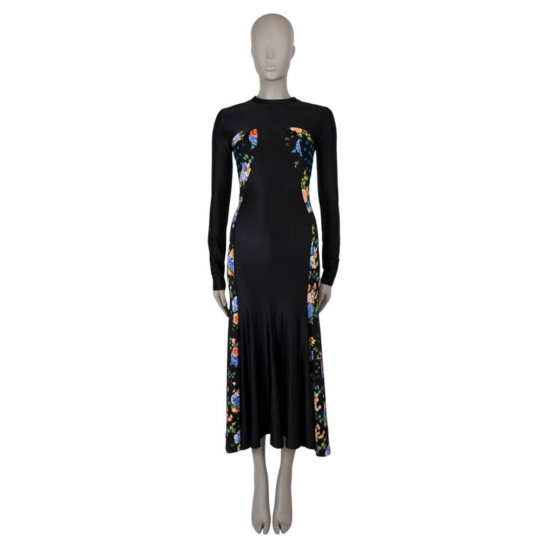 paco rabanne jersey dress black 2024 FLORAL PANELED MAXI 36 XS For Sale at 1stDibs Lace maxi dress