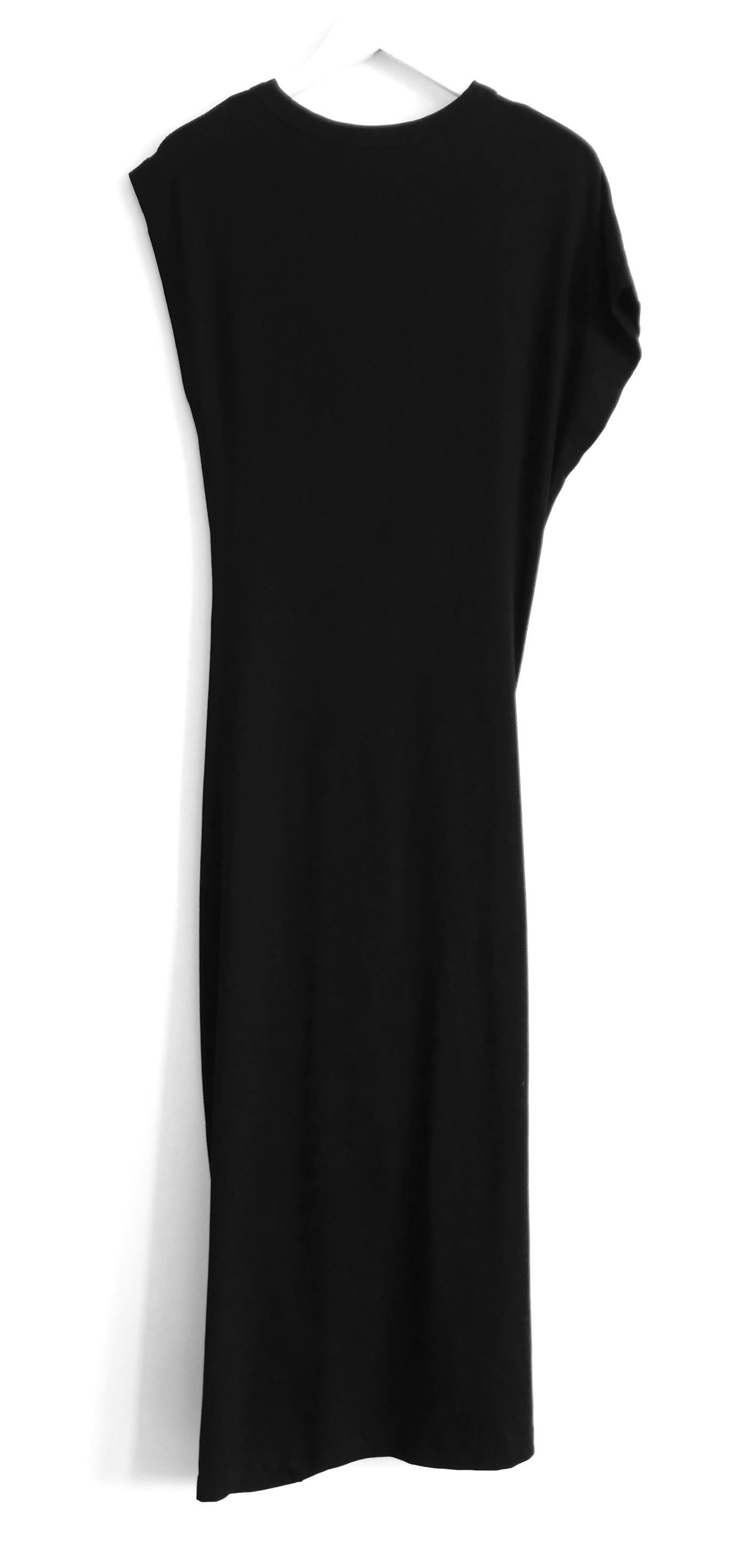 De las mujeres Paco Rabanne vestido negro de punto fruncido asimétrico en venta