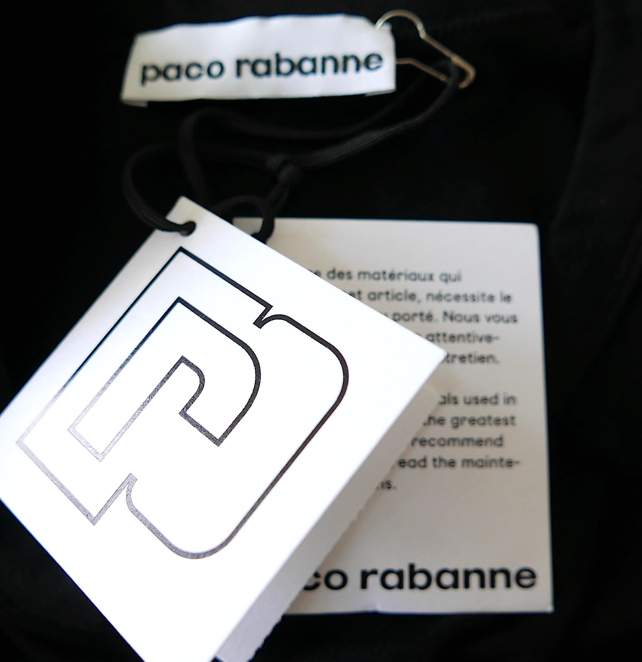 Paco Rabanne vestido negro de punto fruncido asimétrico en venta 1