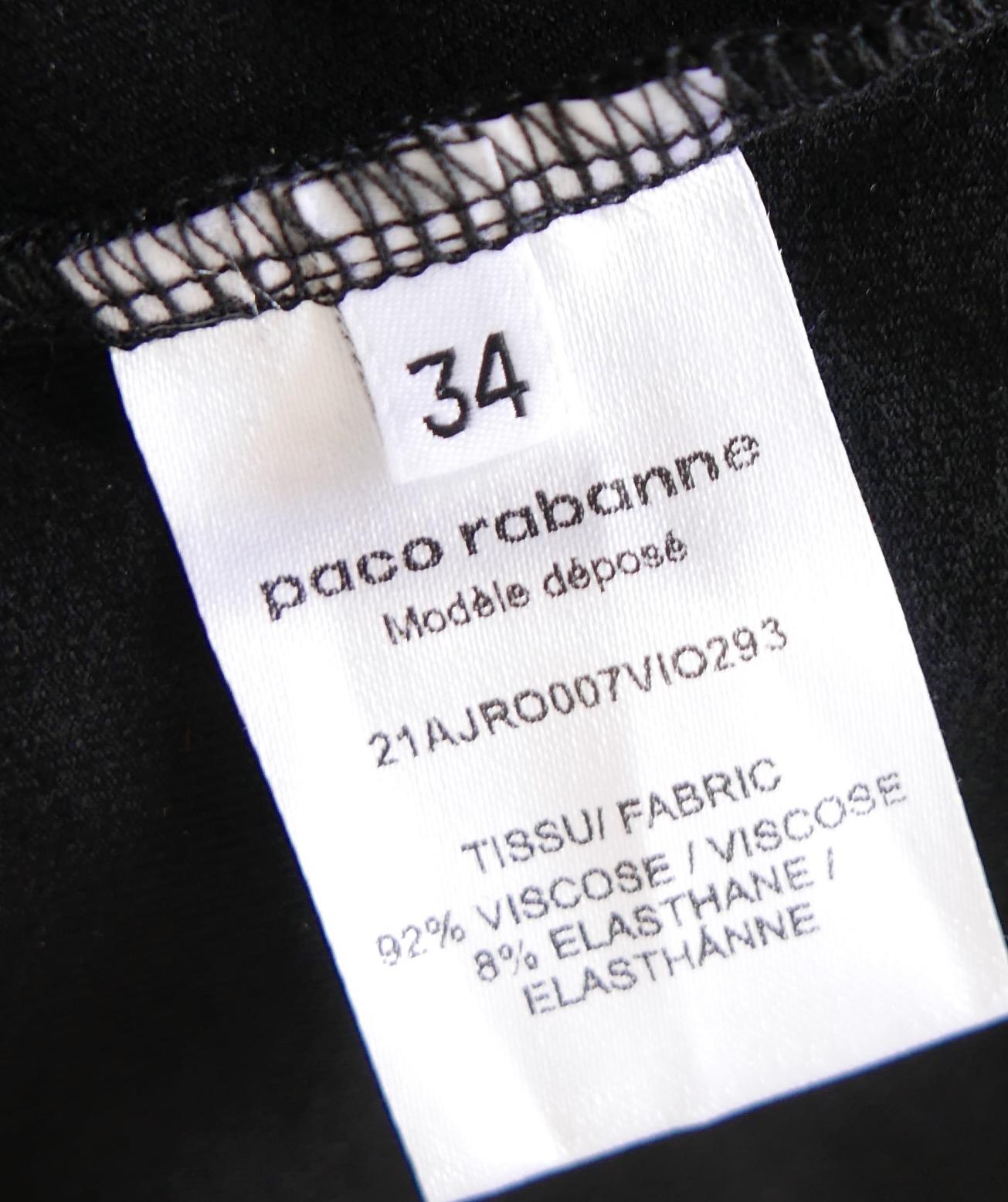 Paco Rabanne vestido negro de punto fruncido asimétrico en venta 3