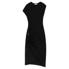 Paco Rabanne black asymmetric ruched jersey dress