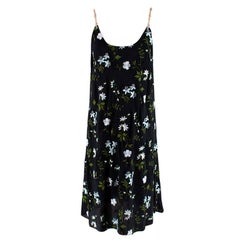 Paco Rabanne Black Floral Embroidered Chain Straps Slip Dress - Size US 8