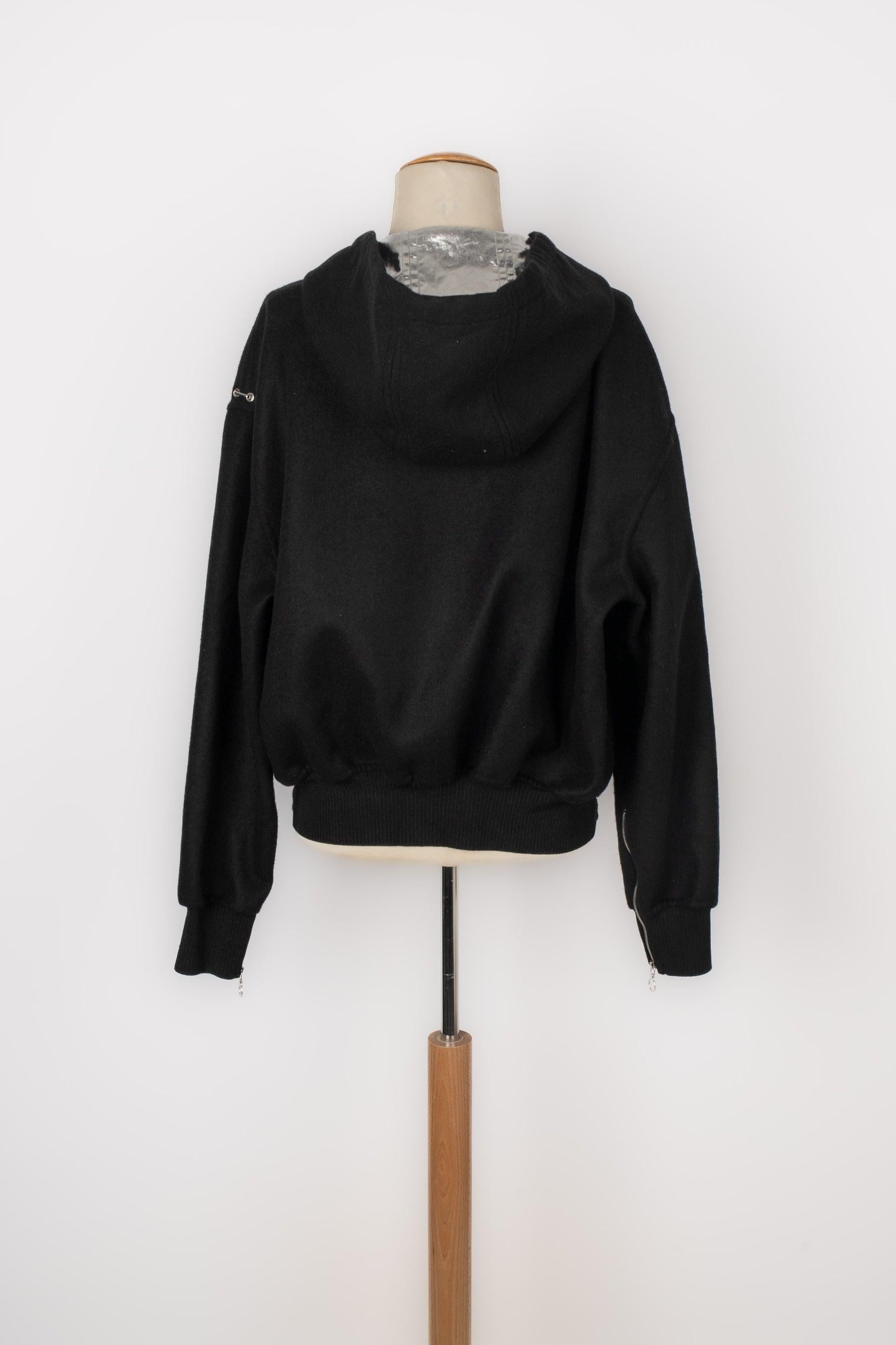 Paco Rabanne Black Hooded Jacket In Excellent Condition For Sale In SAINT-OUEN-SUR-SEINE, FR