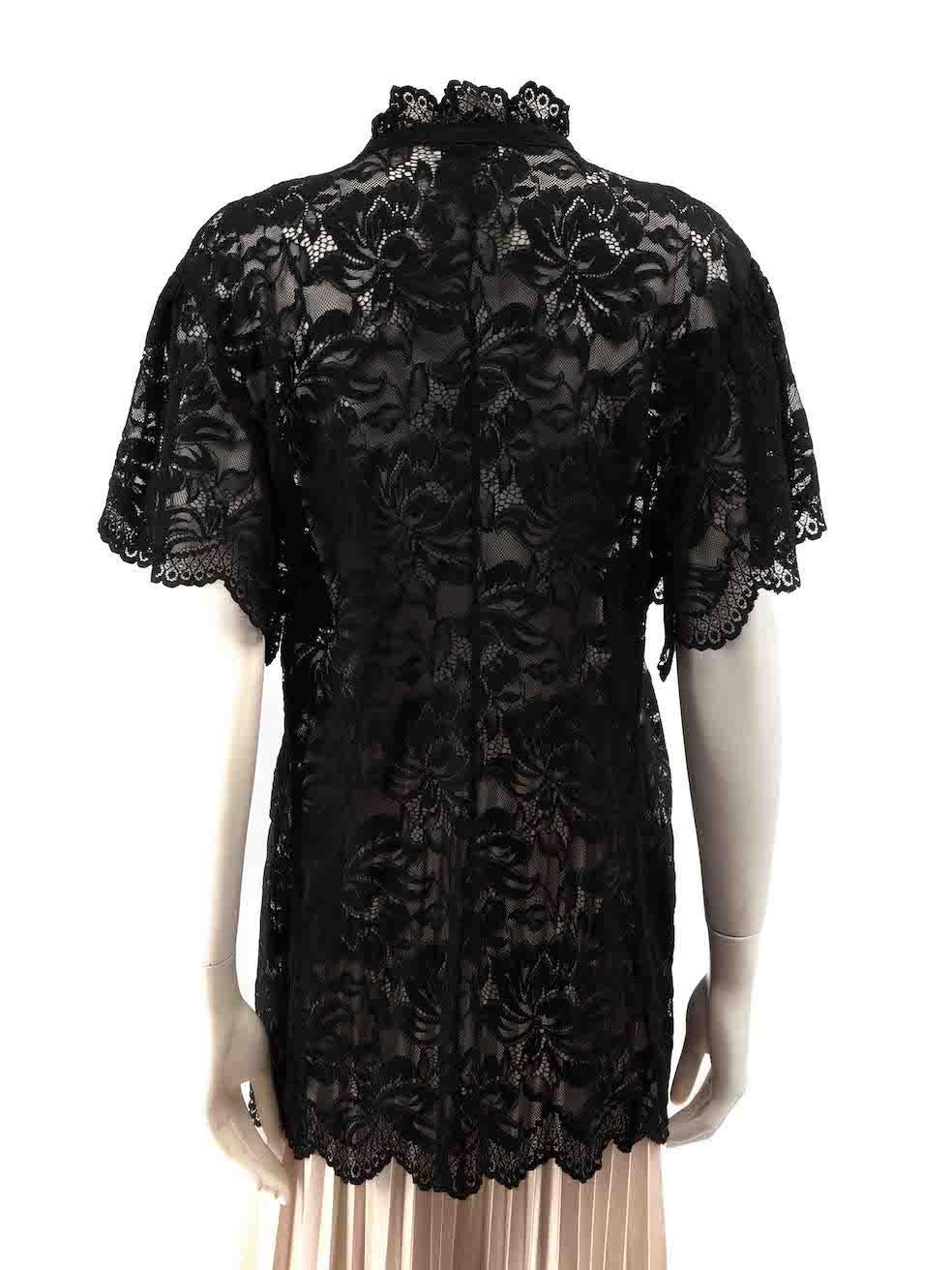Paco Rabanne Black Lace Pleated Top Size XXXL In Excellent Condition In London, GB