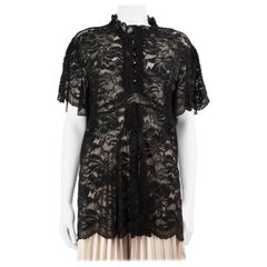 Used Paco Rabanne Black Lace Pleated Top Size XXXL