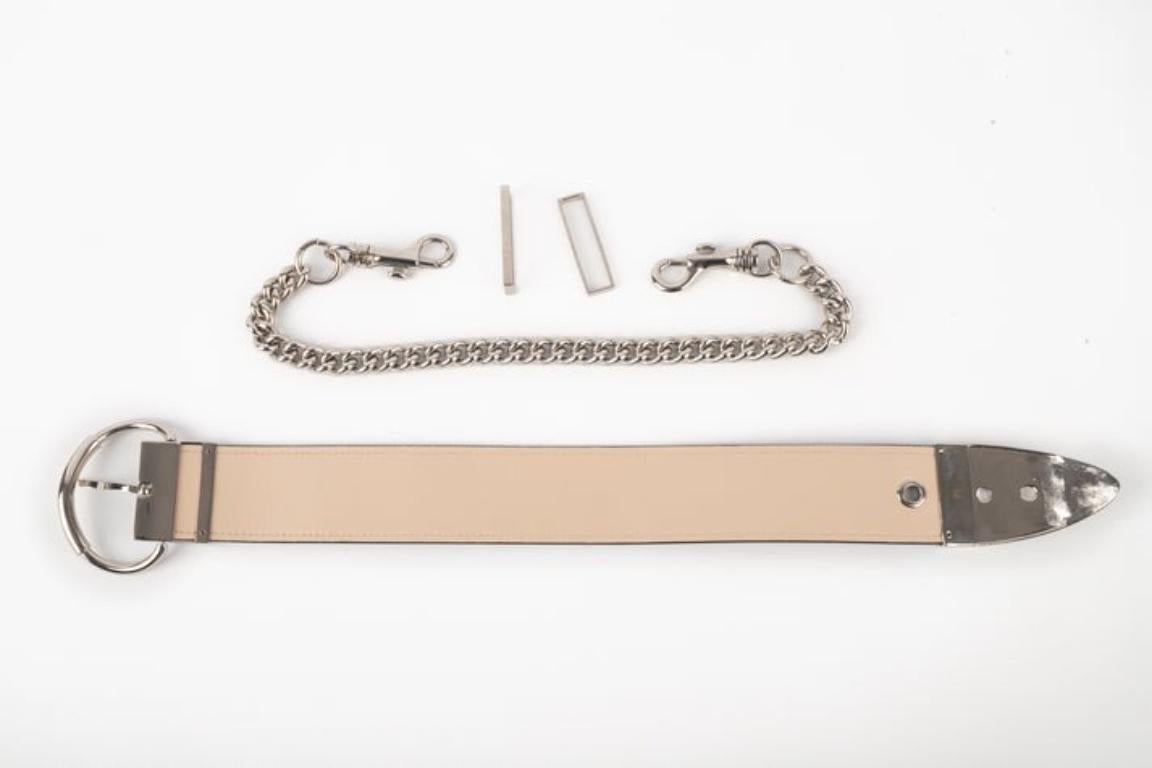 Paco Rabanne Black Leather and Silver Metal Choker Necklace For Sale 6